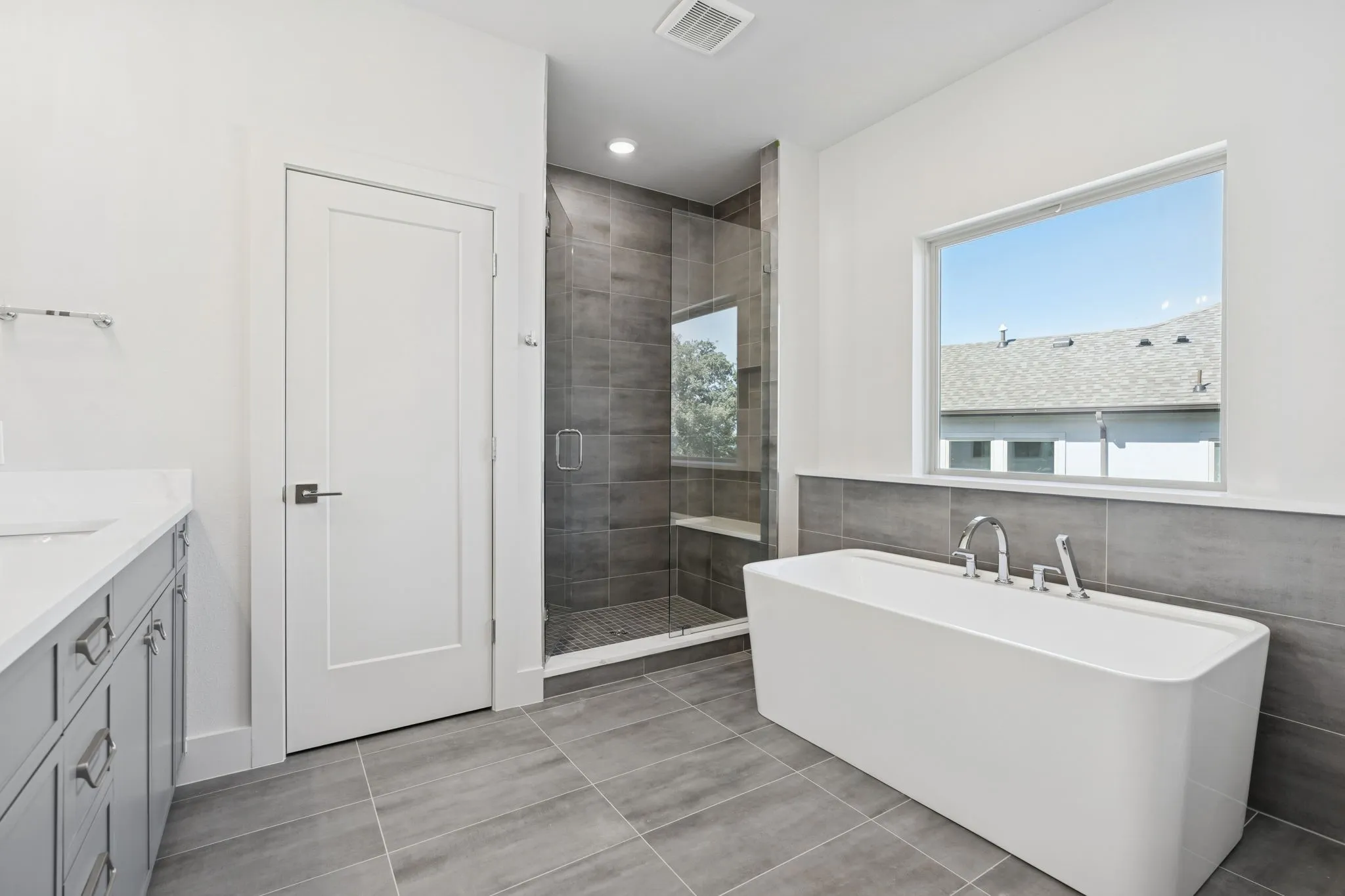 Separate shower.