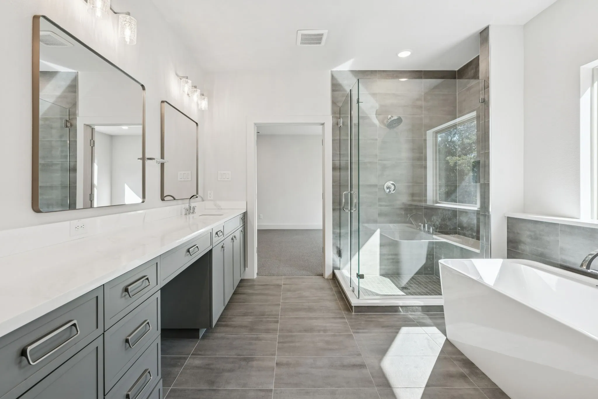 Spa like primary bathroom.