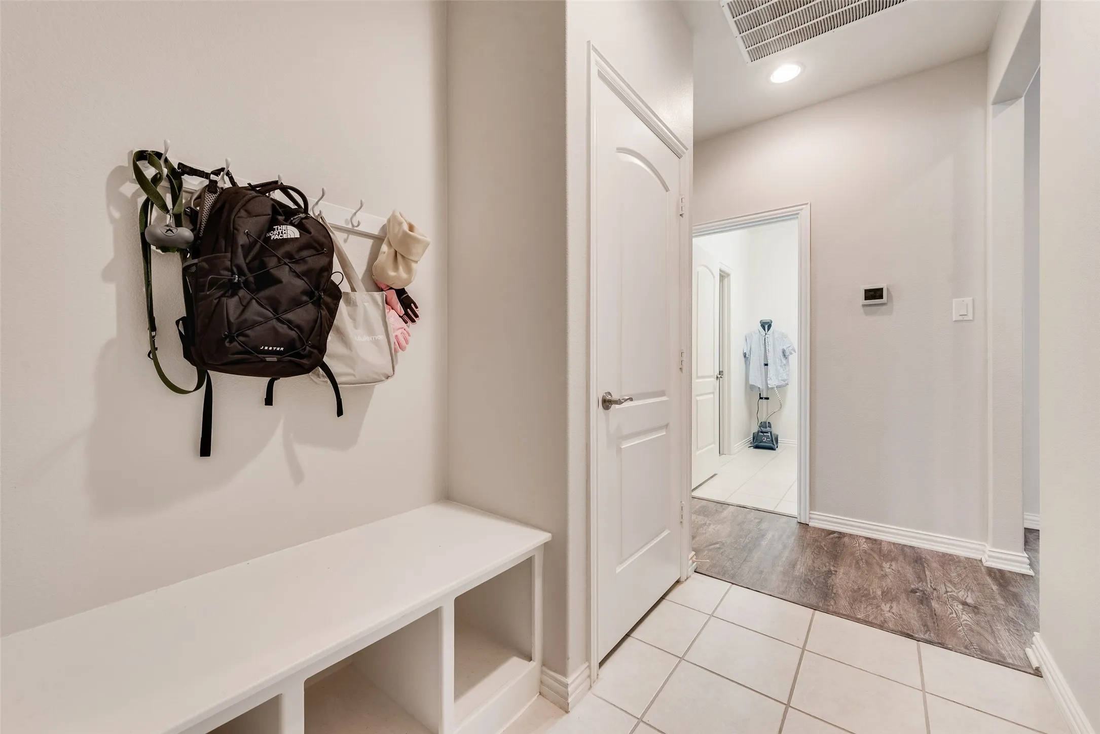 Mud room off of garage for easy organization at 1432 Westview Ln in the Canyon Falls community in Northlake, TX