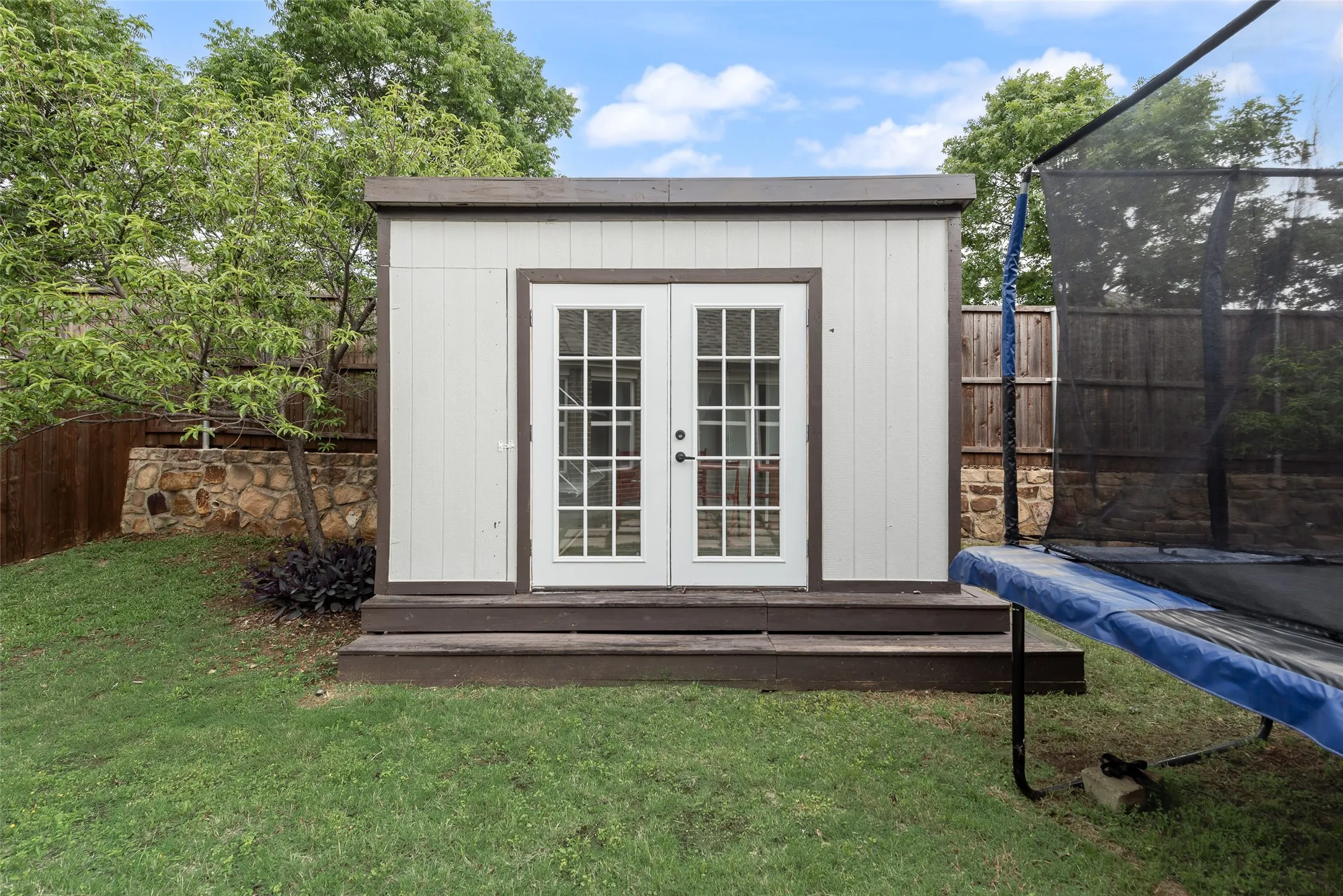 Storage shed at 1432 Westview Ln in the Canyon Falls community in Northlake, TX