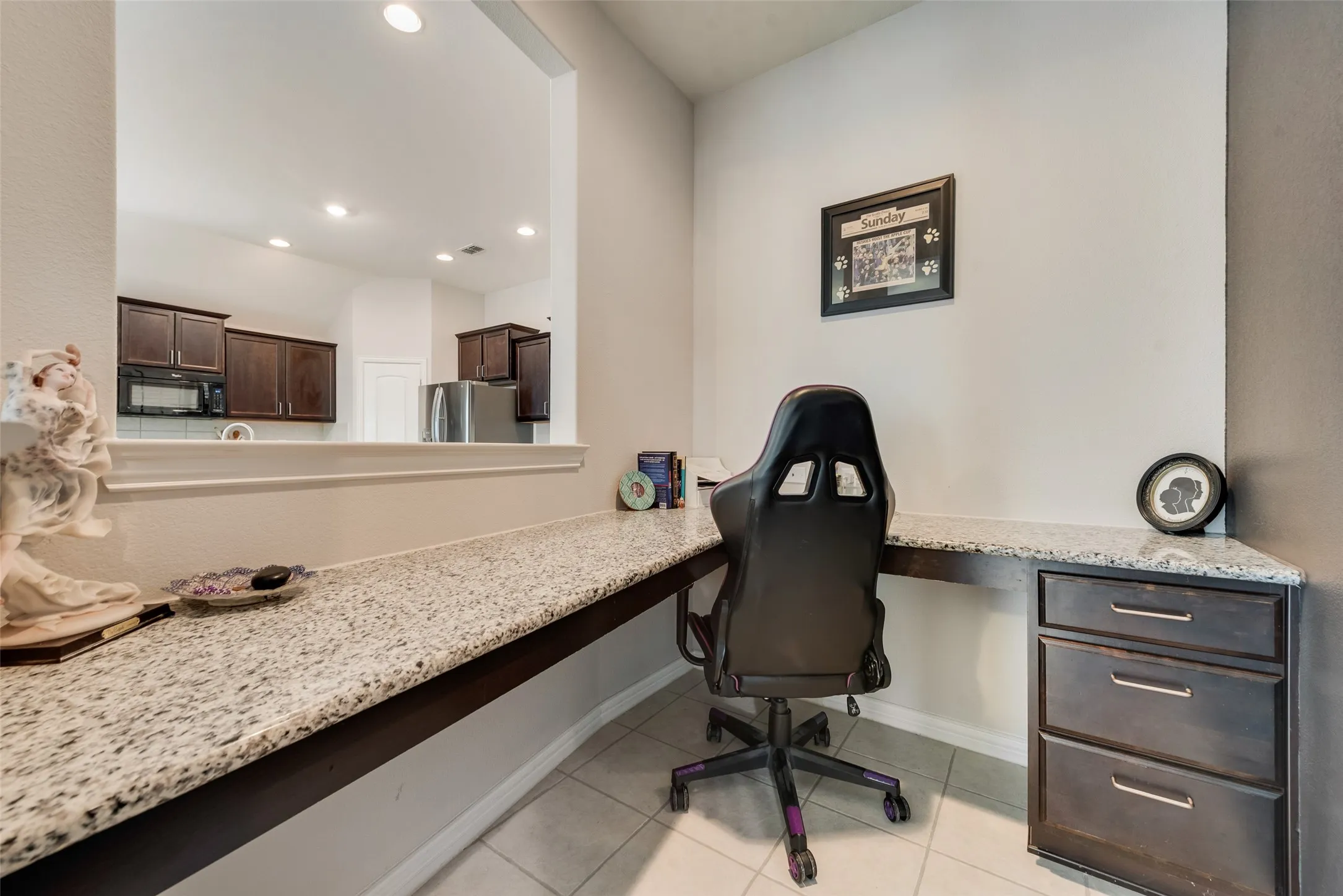 Study nook off of living room at 1432 Westview Ln in the Canyon Falls community in Northlake, TX