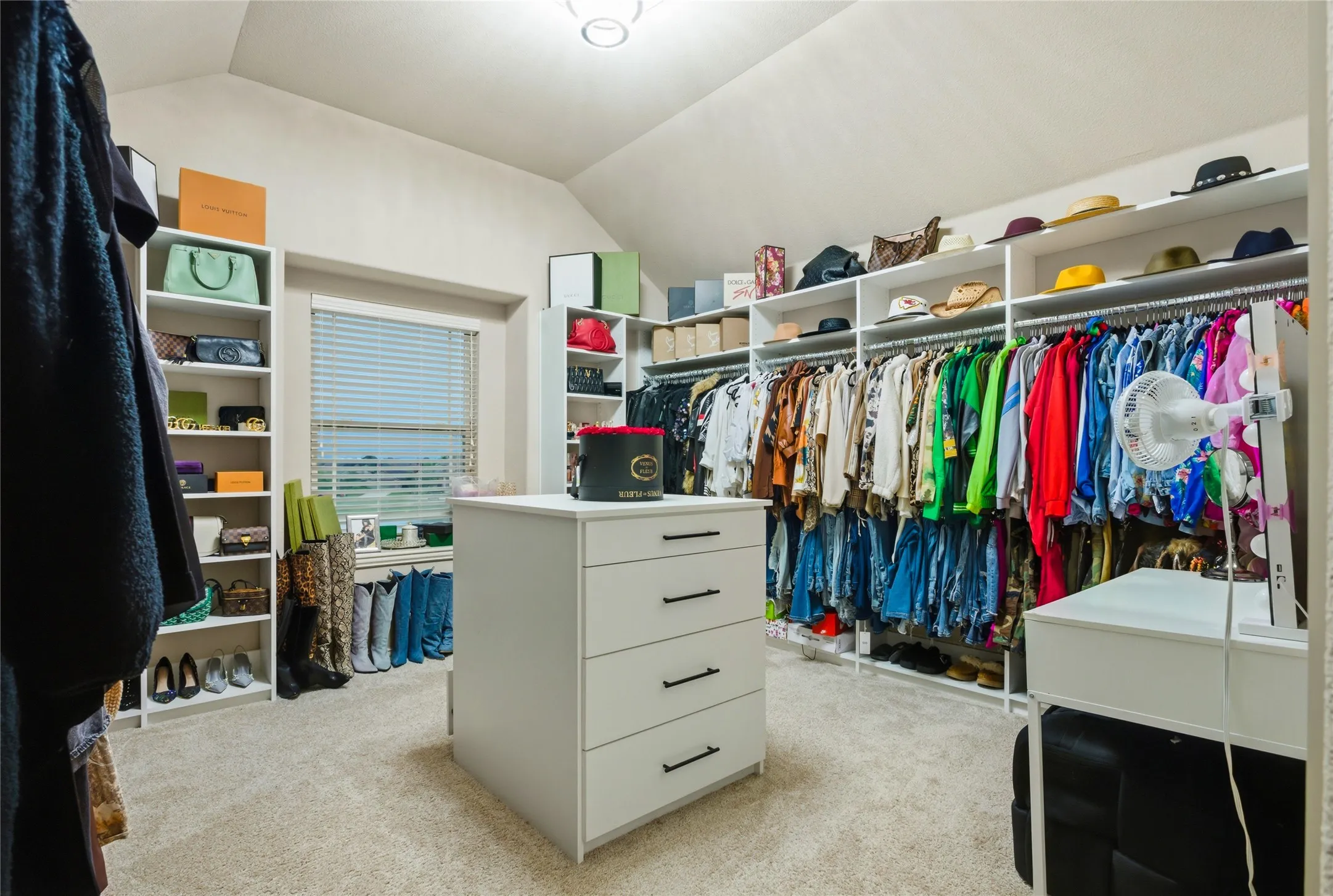 Bedroom 2 is currently staged as a custom designer dressing area located upstairs. The seller will convert it back by request with an accepted offer.