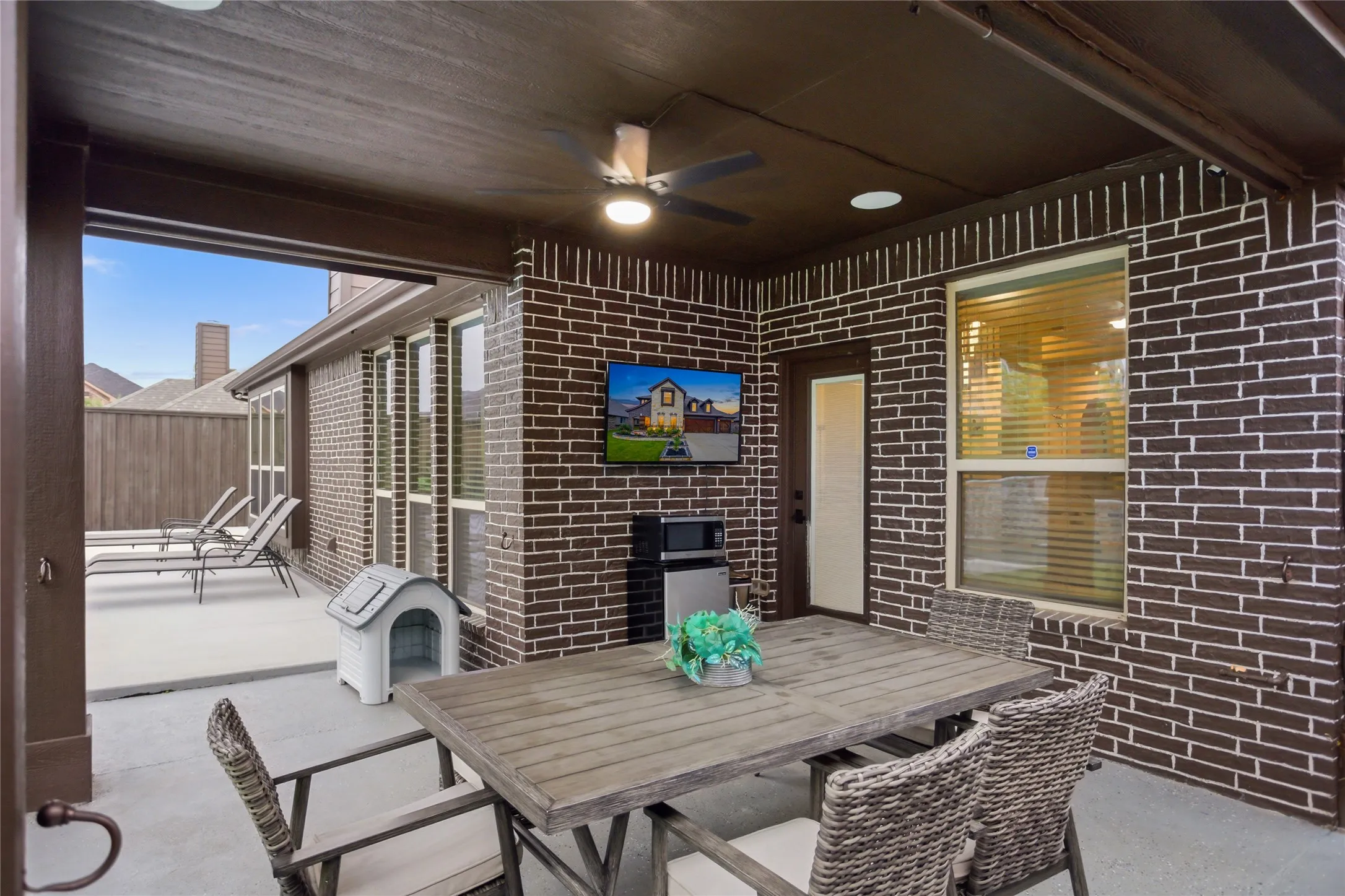 A large covered patio make the area perfect for outdoor enjoyment.