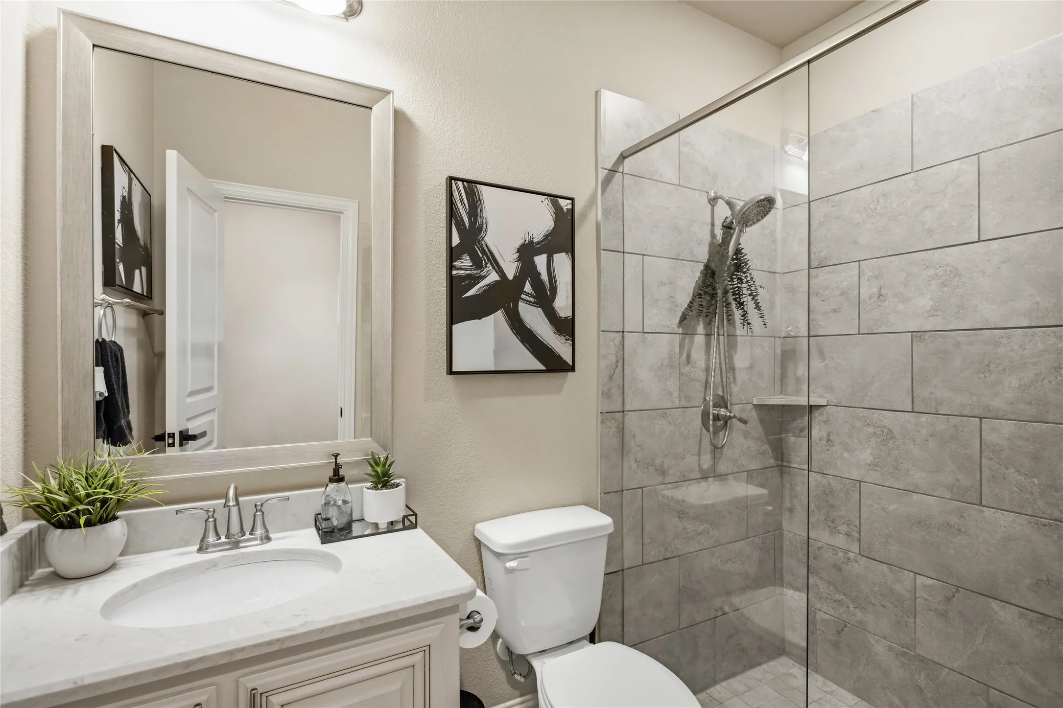 Full size bathroom located downstairs.