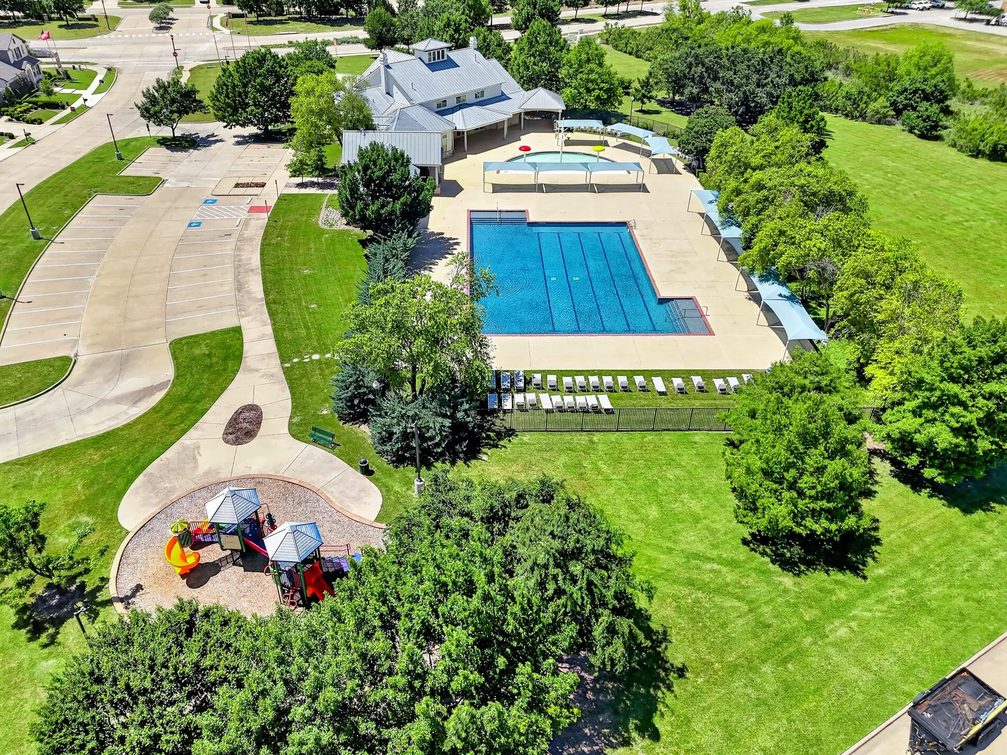 Neighborhood pool and playground space