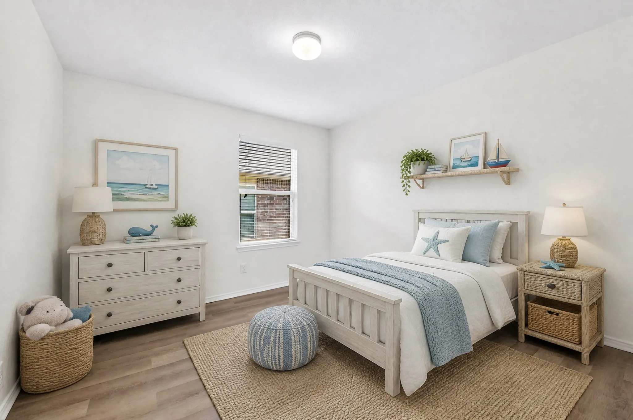 Virtually staged secondary bedroom