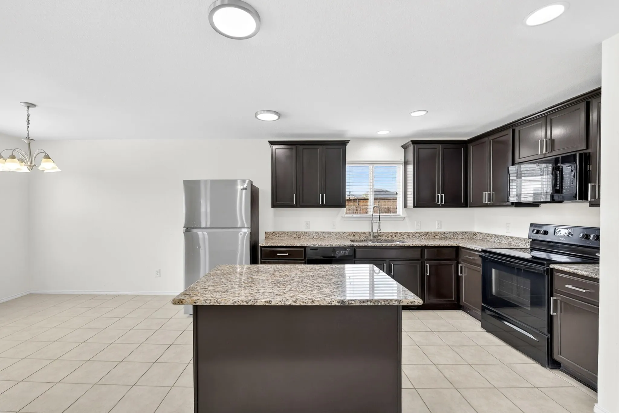 Large, open kitchen with center island