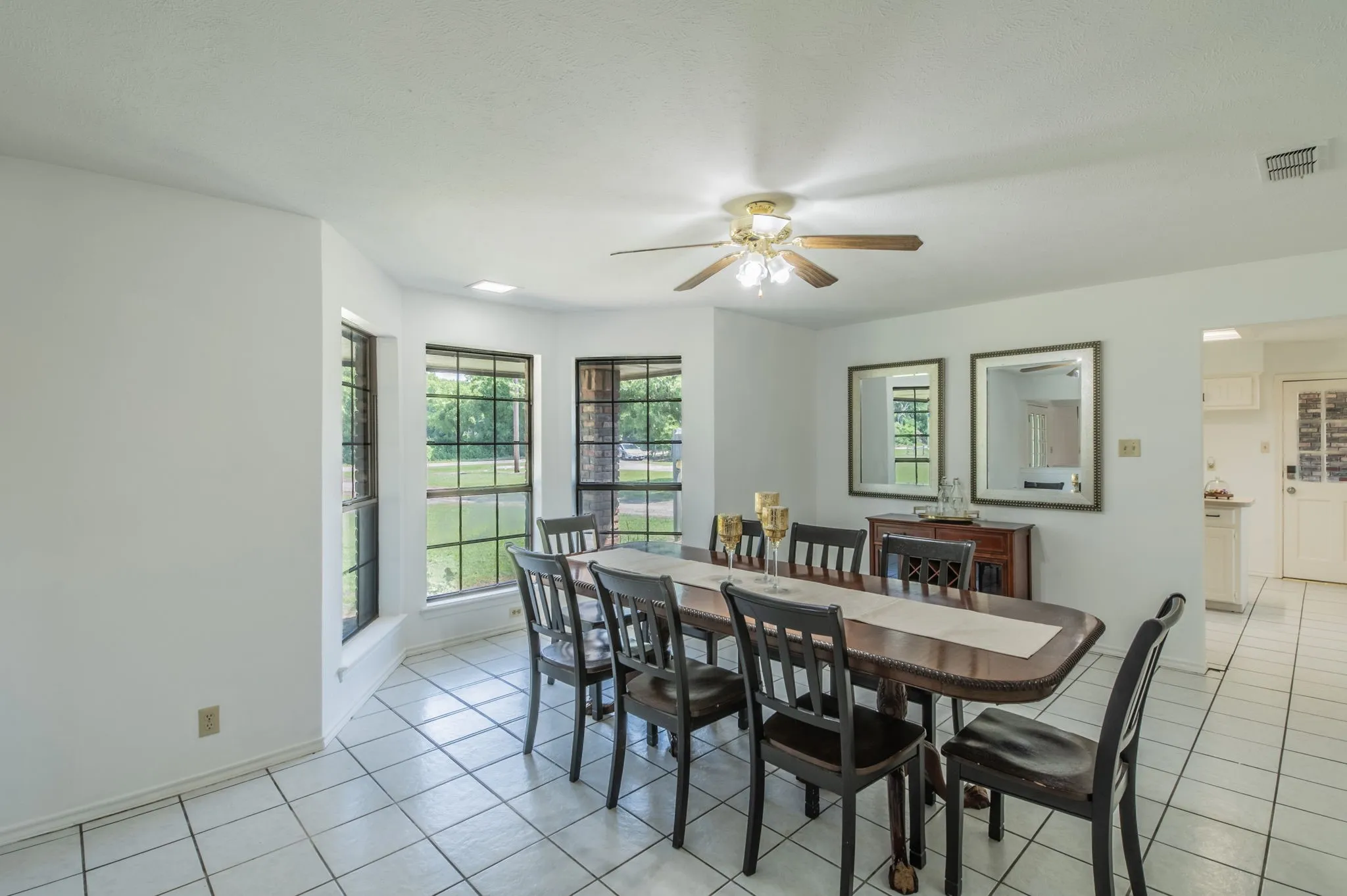 Huge dining room with bay window. So much natural light!