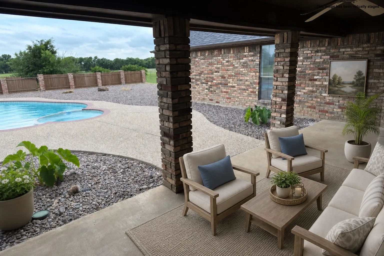 Virtually staged patio area