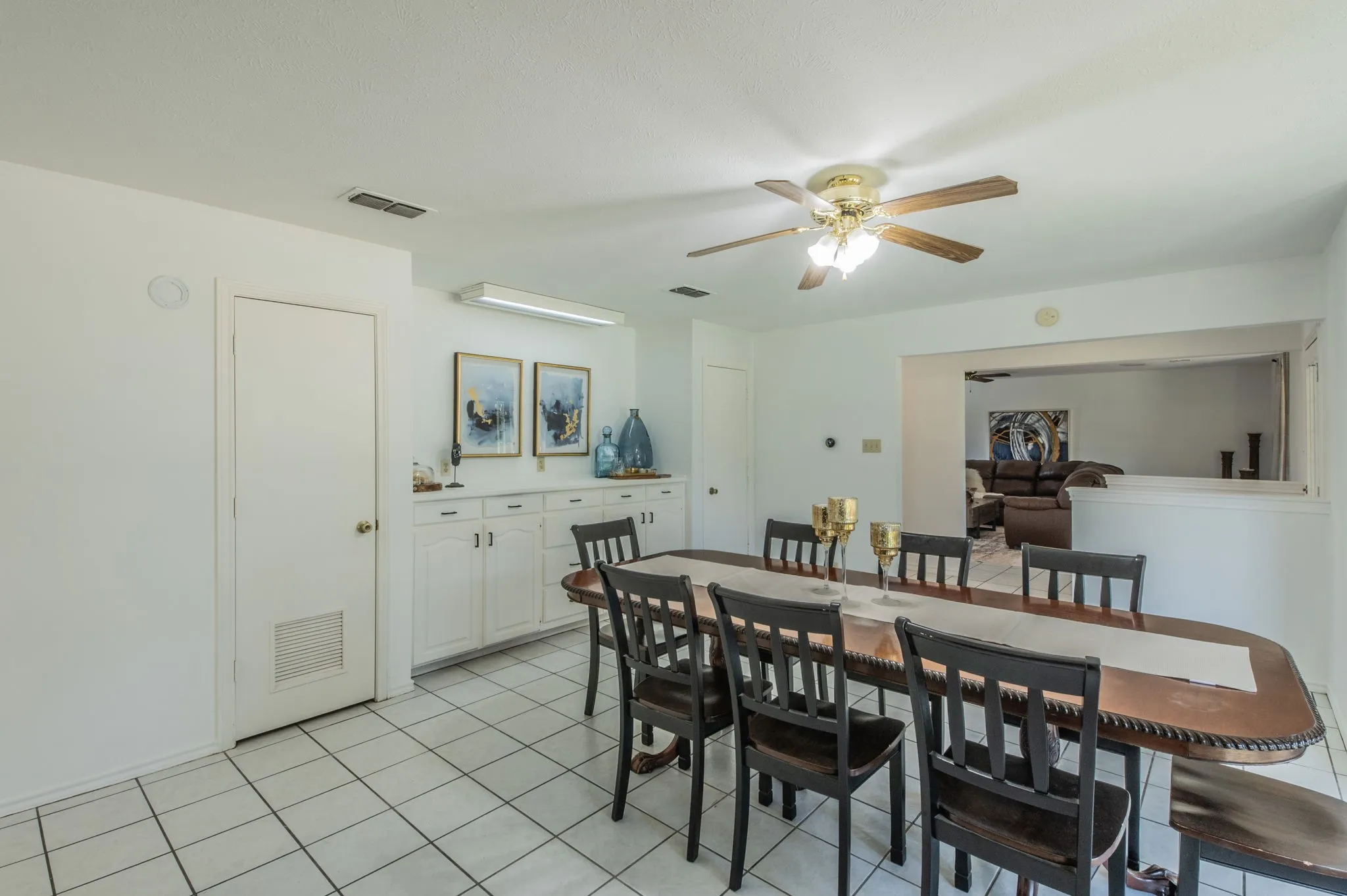 Another view of the dining room facing the entryway. Notice the built-in buffet!