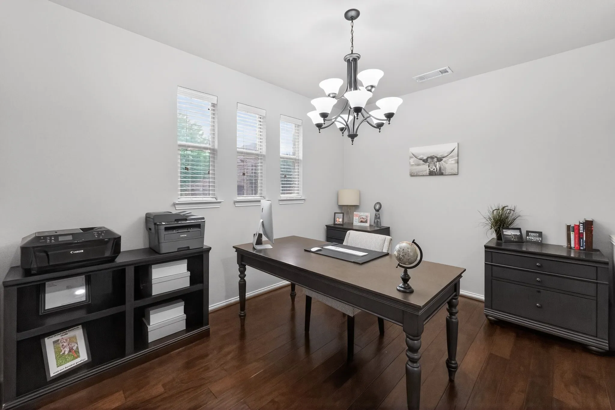 Spacious dining room currently being used as an office space.