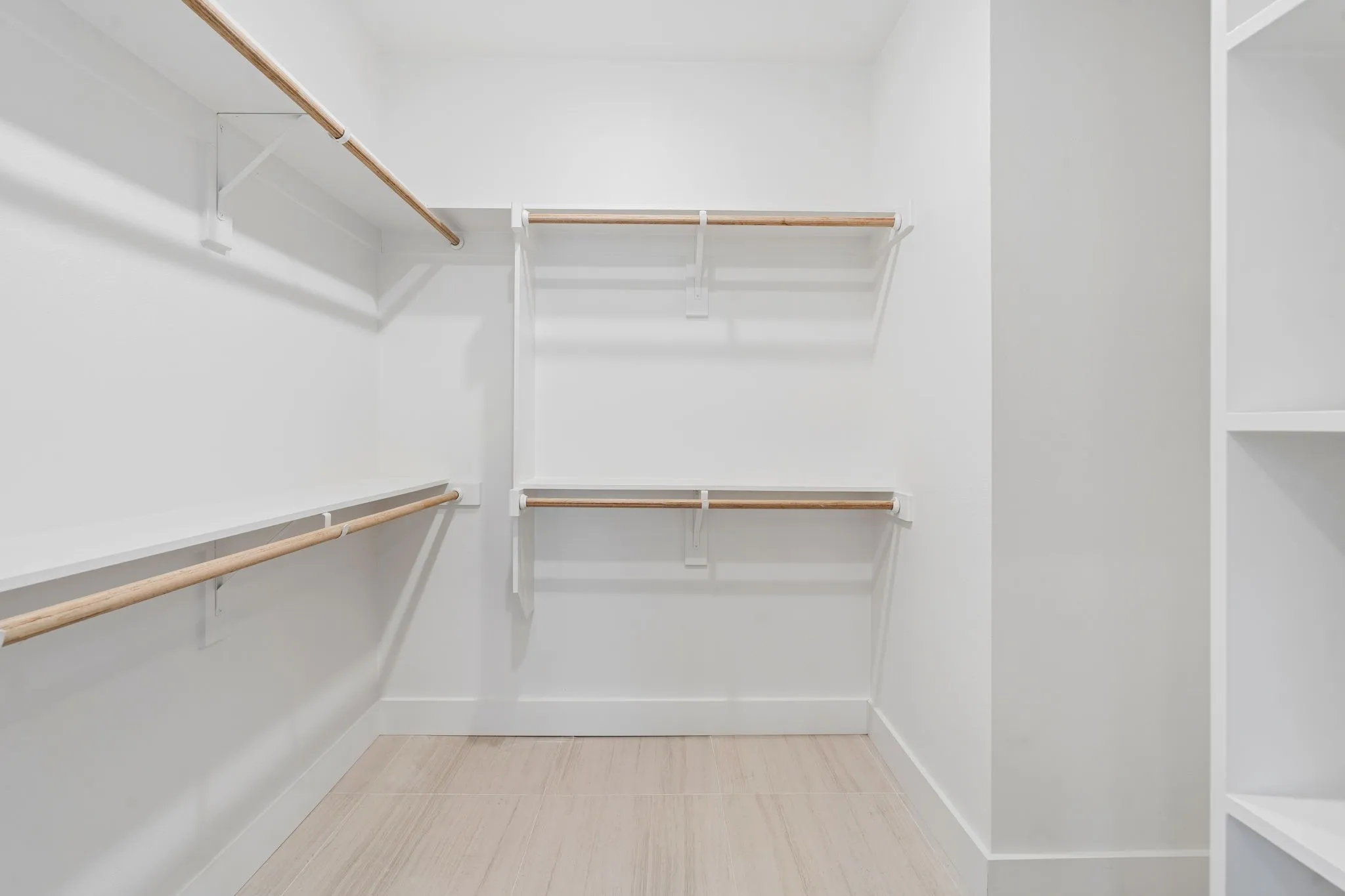 Walk in closet and shelving.

