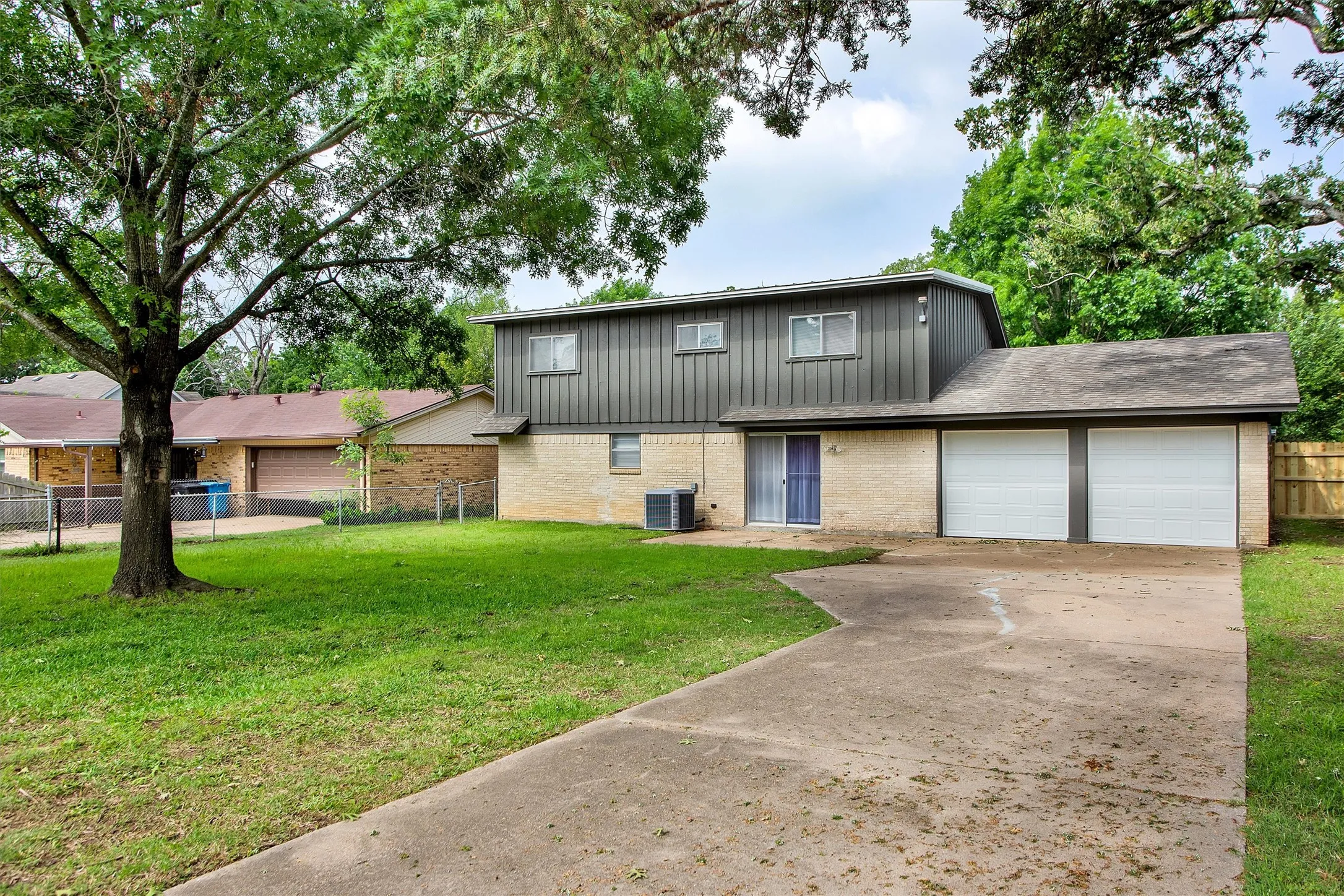 2-single car garage stalls with separate openers.
