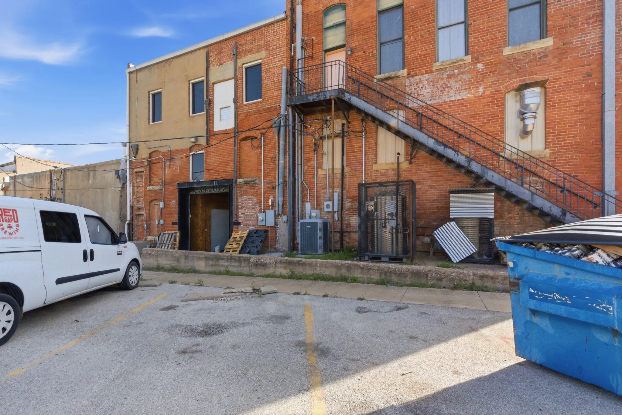Stairs lead up to more space-what used to be a dance studio