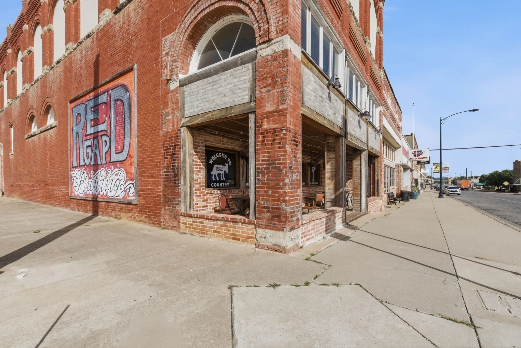 Exposure at the corner of the two main streets through town