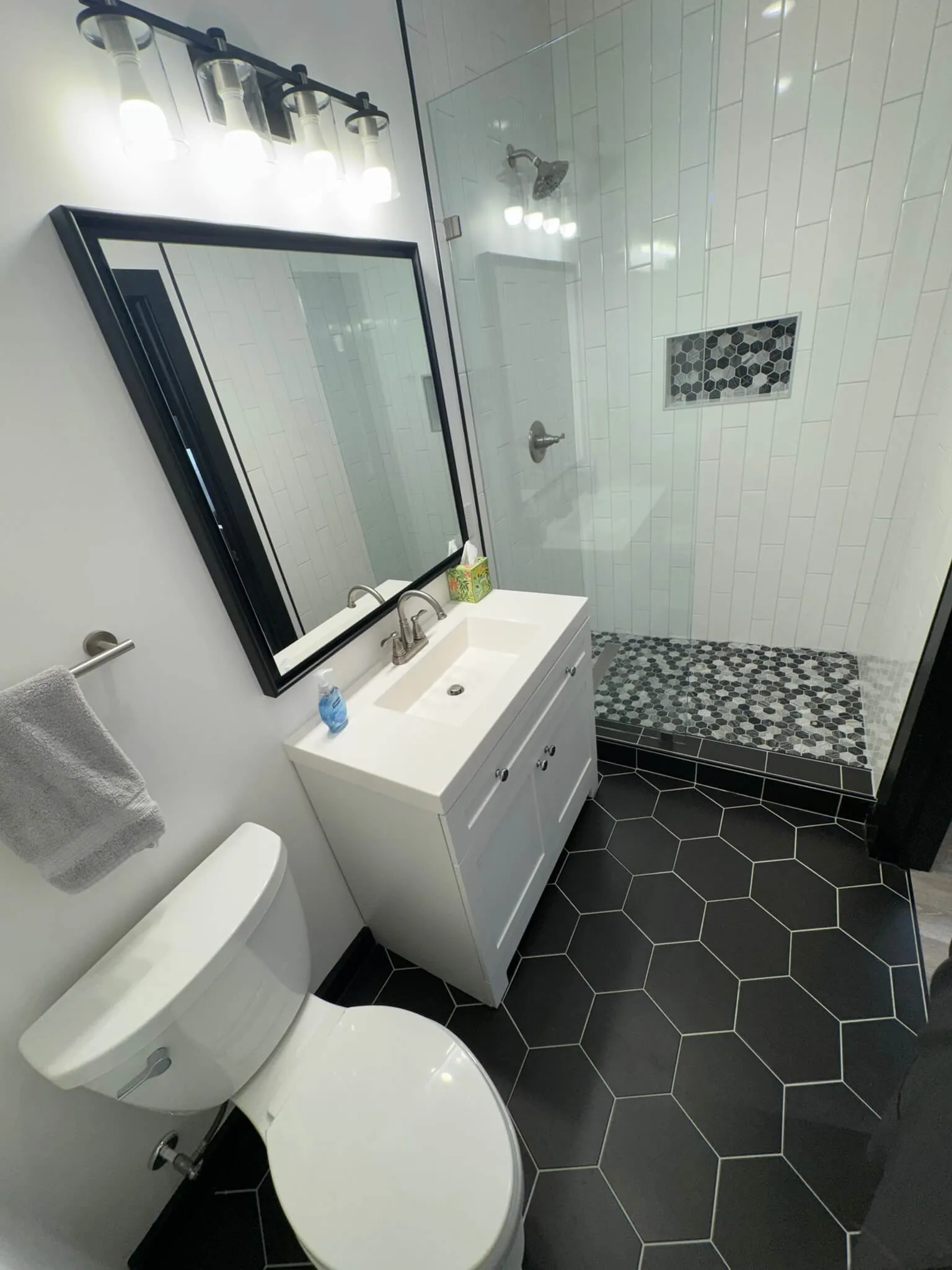 Bathroom with custom walk in shower