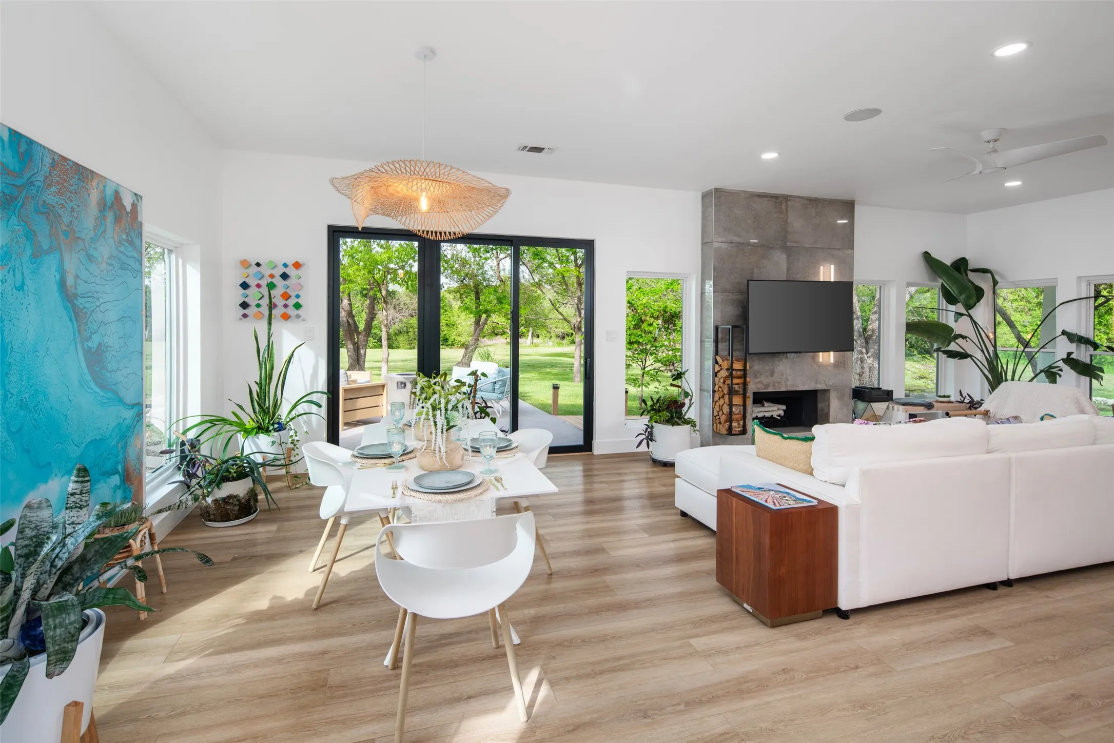 Indoor-outdoor designs for seemless connection to 5.5 acres
