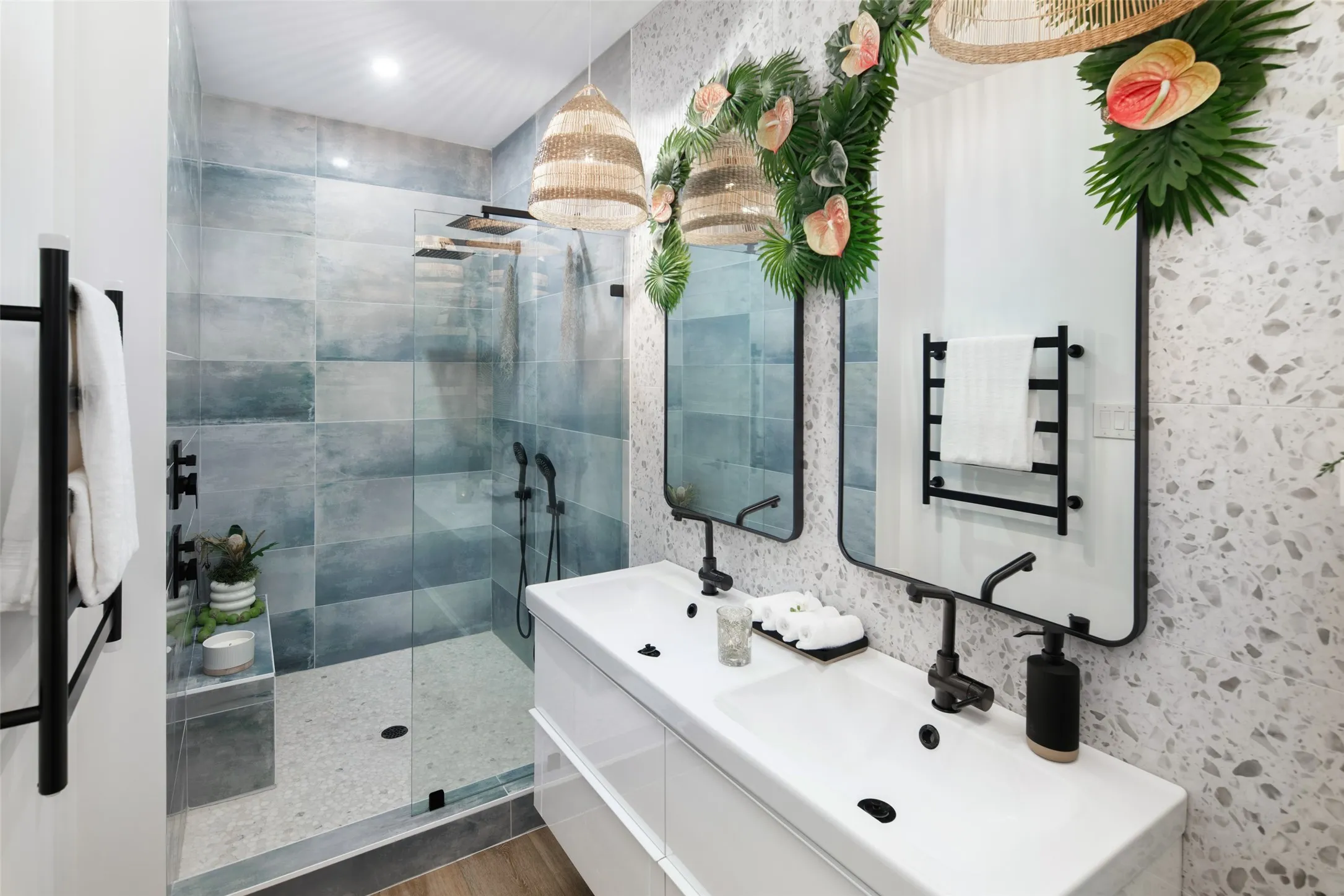 Smart bathroom accessories and hardware such as towel warmers