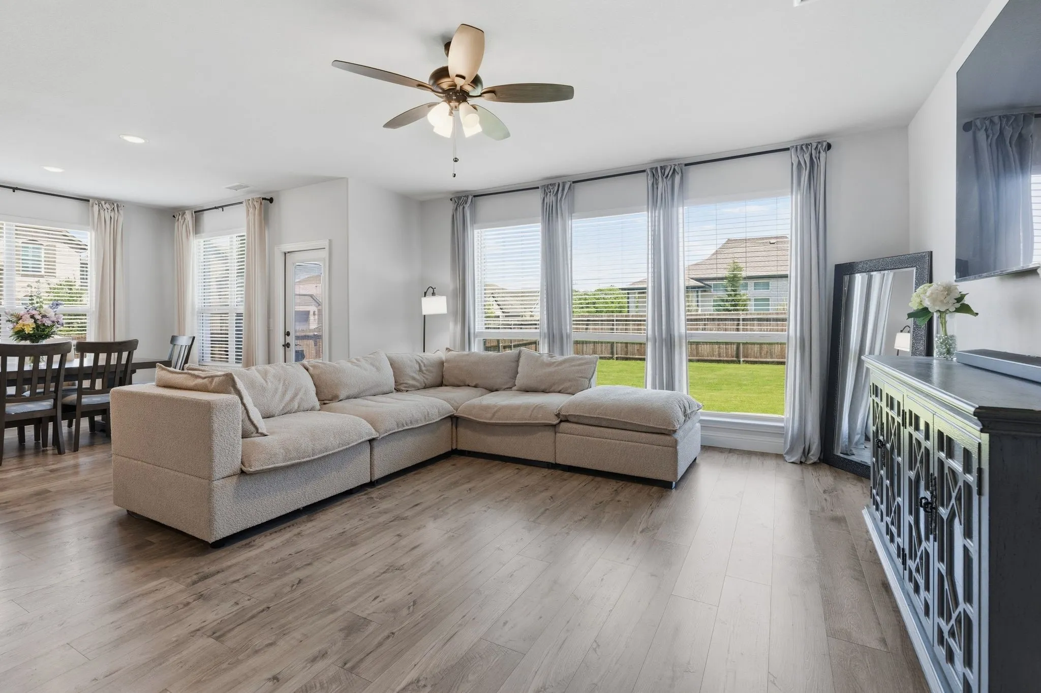 The living area is large open concept with abundance of windows to allow natural light throughout the home.
