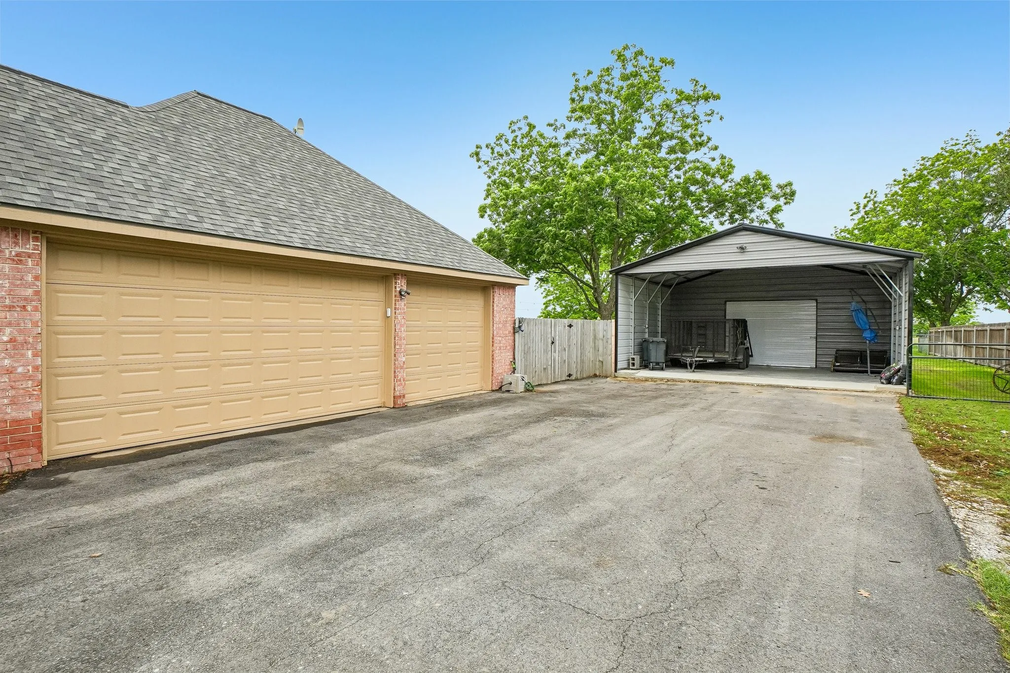 3-car garage with an additional workshop space