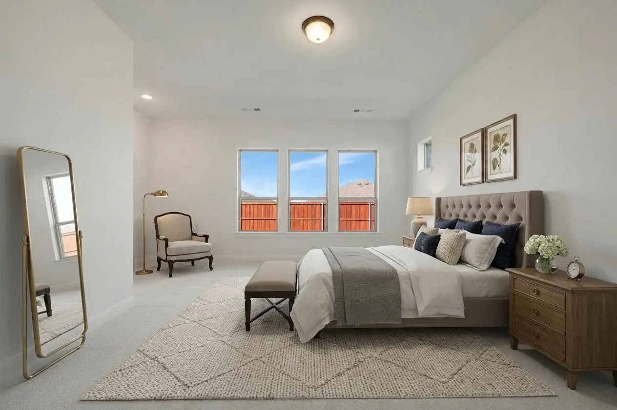 Vaulted ceiling with a flush-mount light fixture