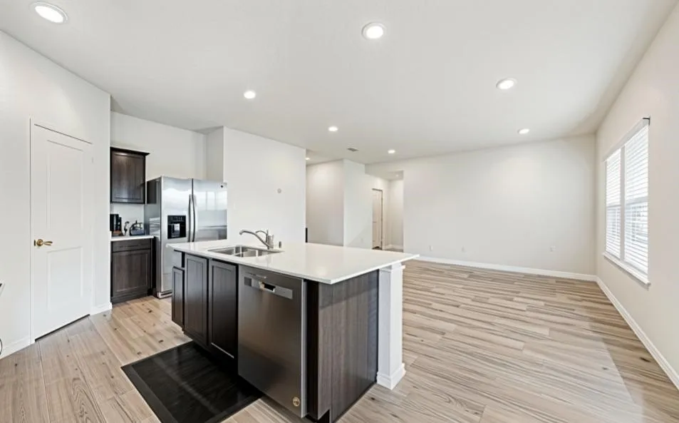Furniture has been virtually removed.  *this is a rendering from image not actual photo of room*