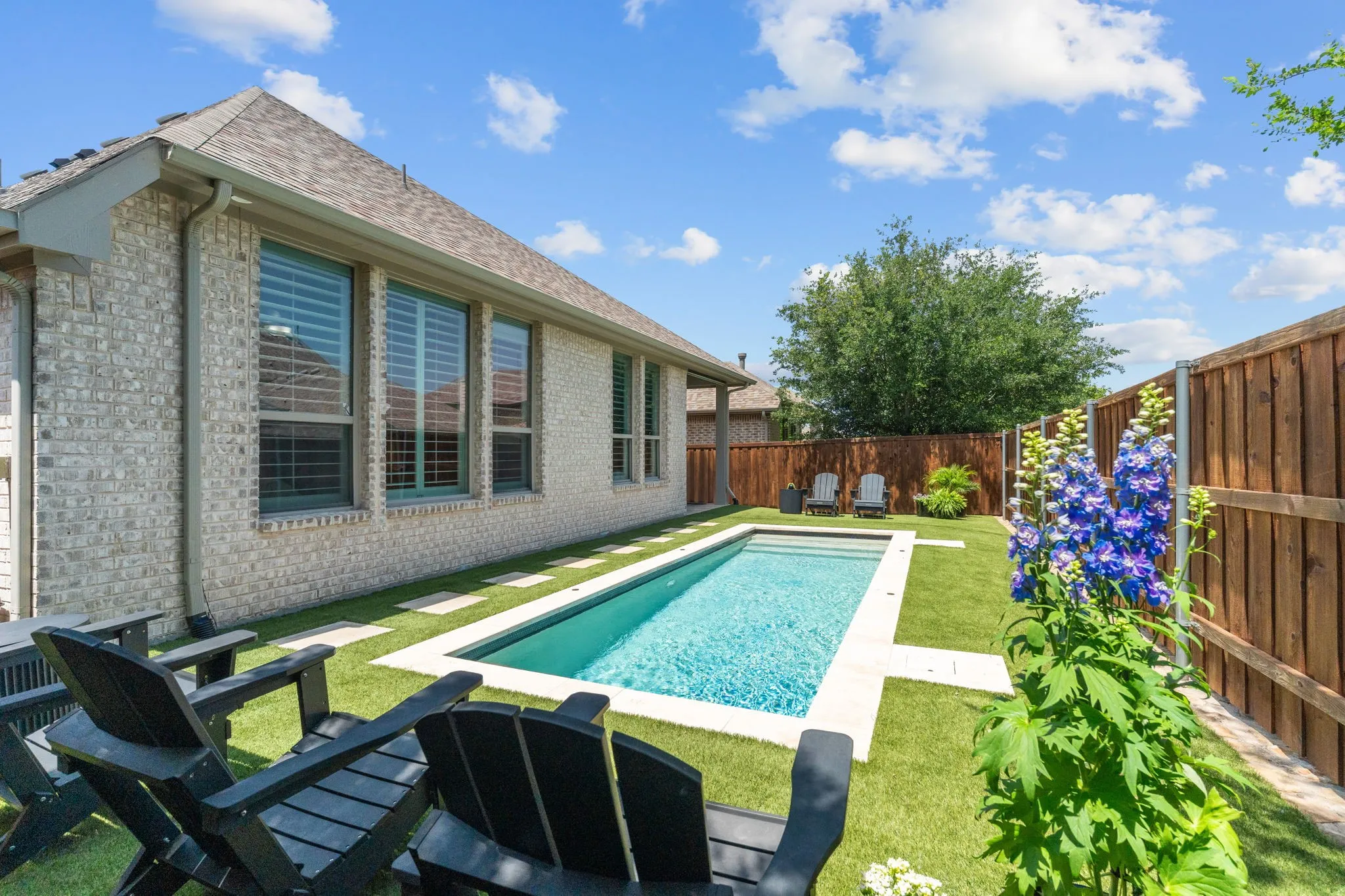 Picture yourself relaxing & unwinding all Summer long while enjoying your pebble tec finish swimming pool, perfect for cooling off on warm Texas days & nights.