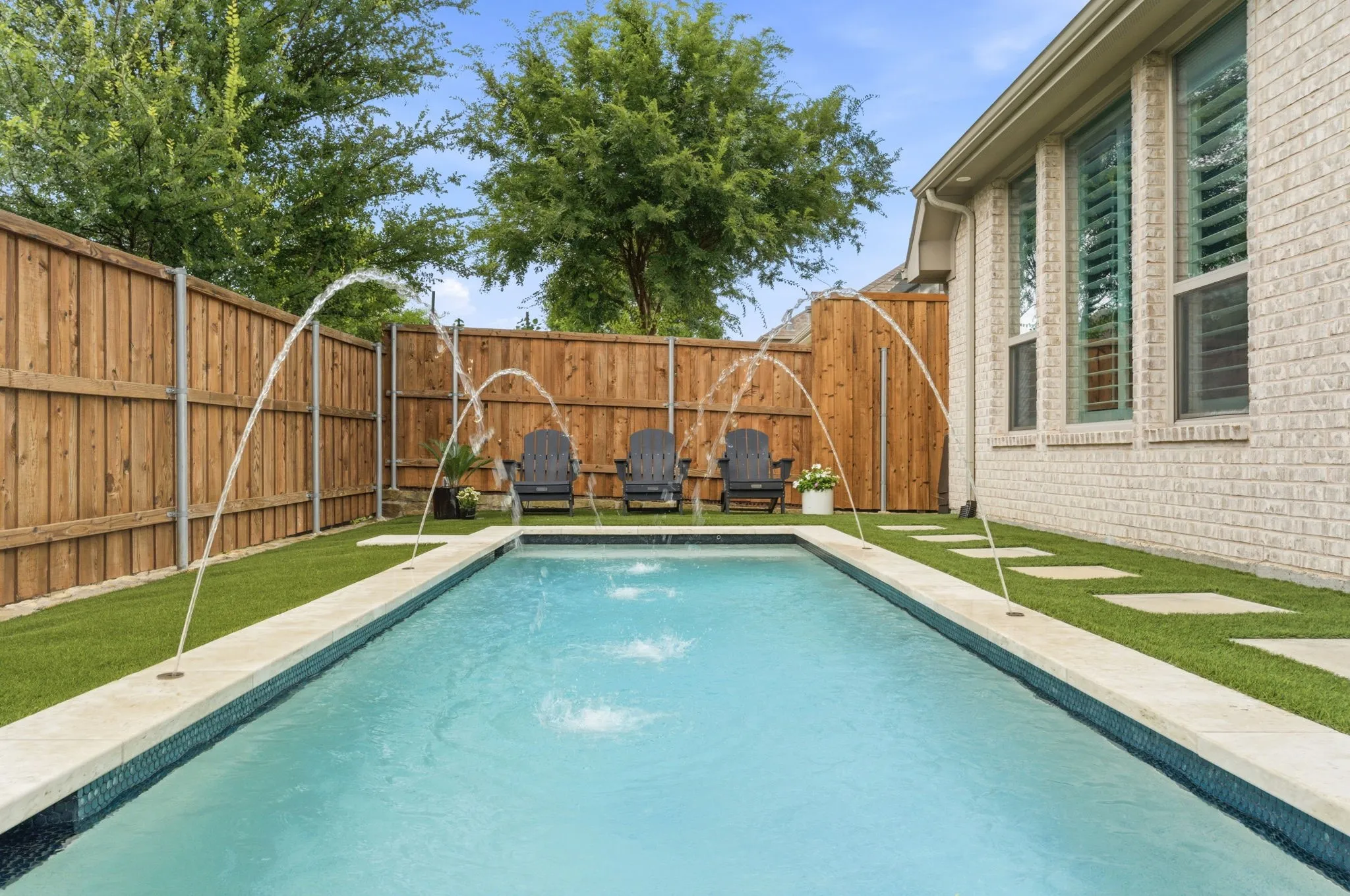 Night swims are the best! Add a future basketball hoop or just bring your favorite pool floats :)