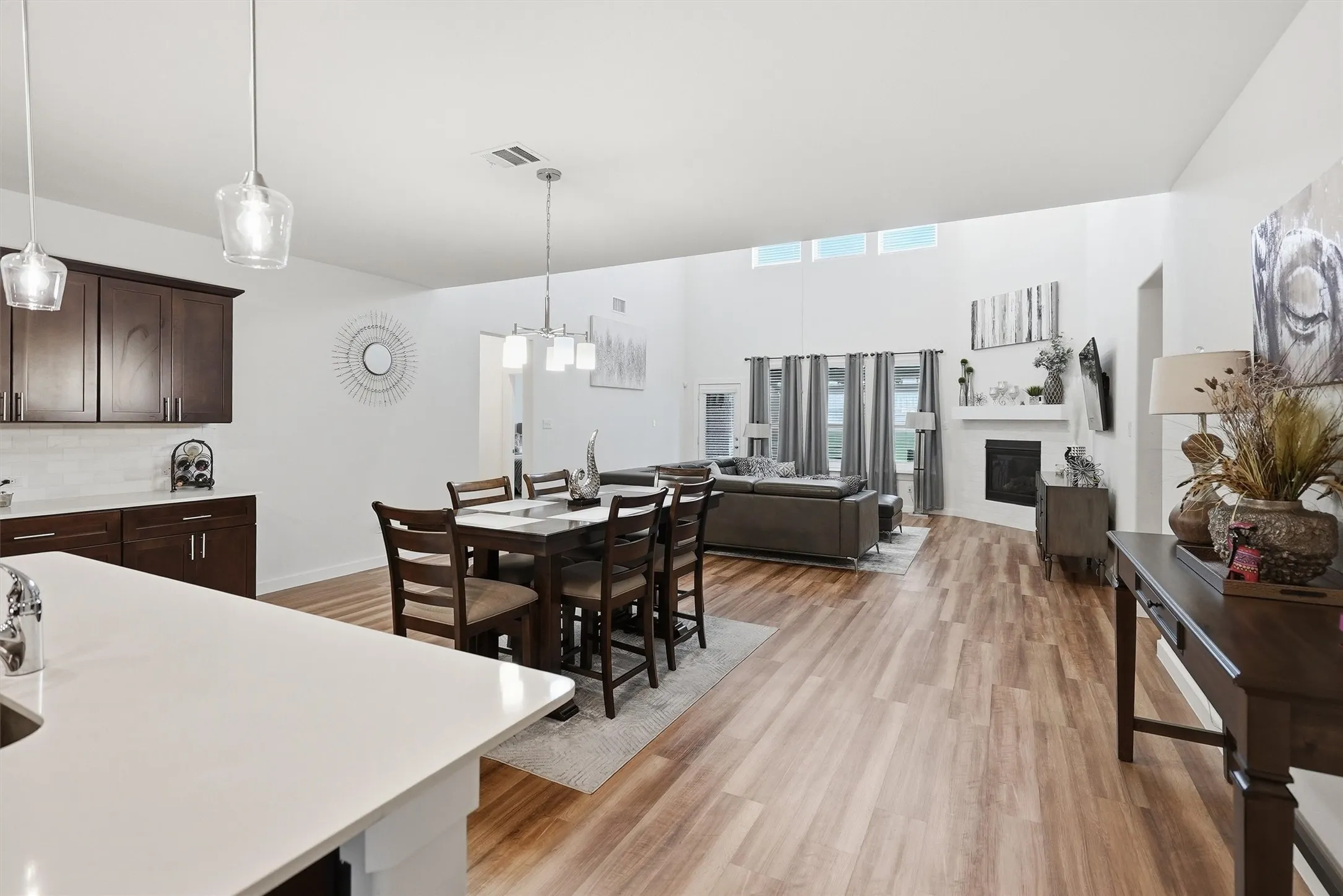 Full view of Eat-in Kitchen area and Living Room