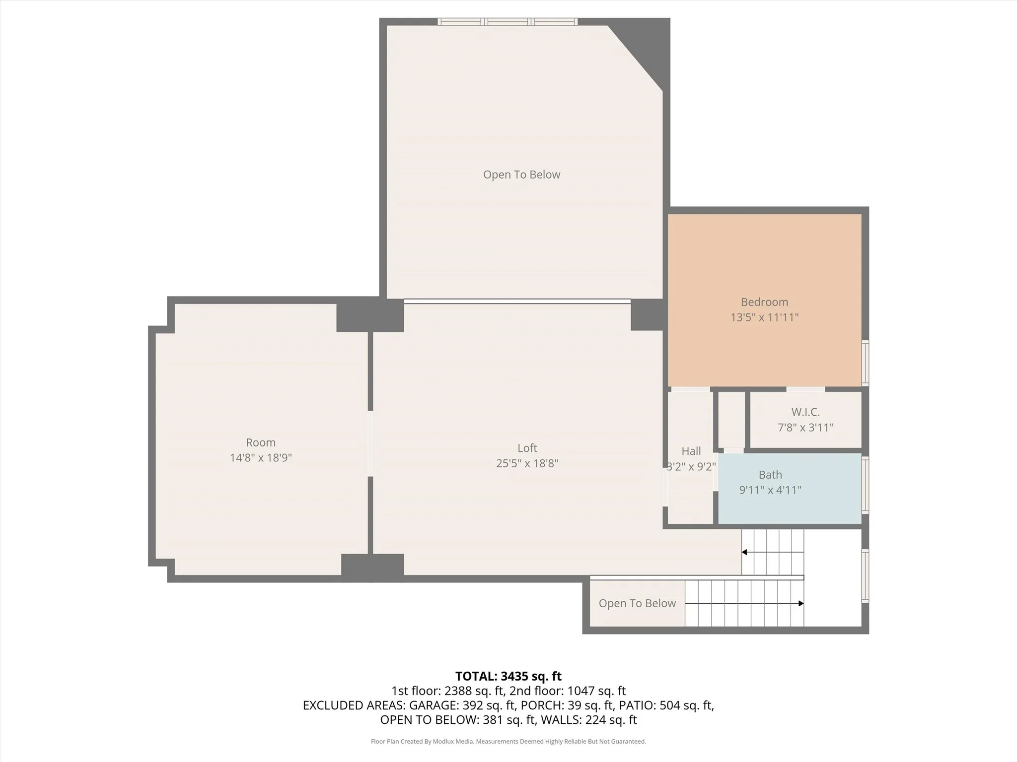 Floor Plan - Second Floor with Dimensions