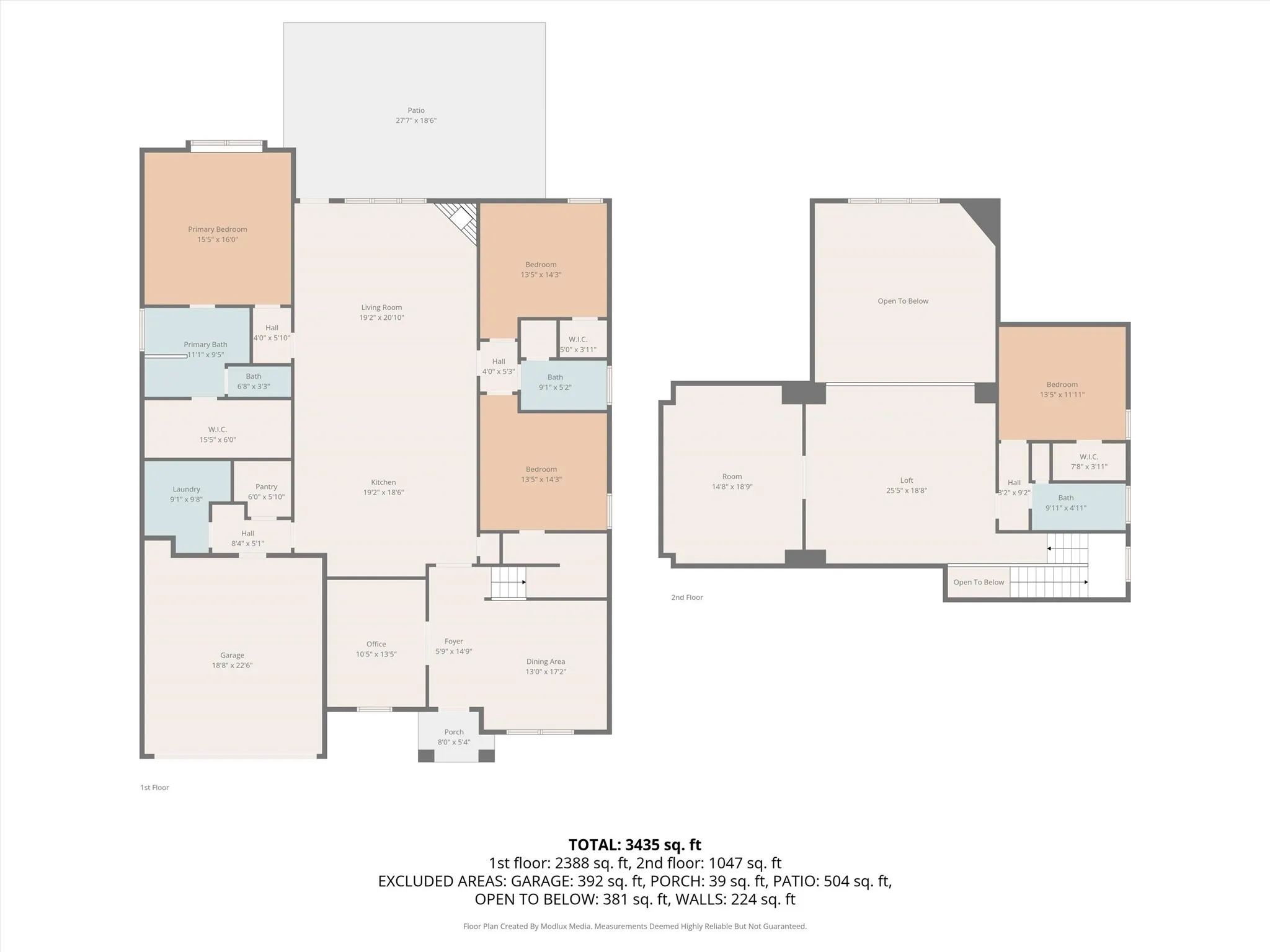 Floor Plan - Both Floors with Dimensions
