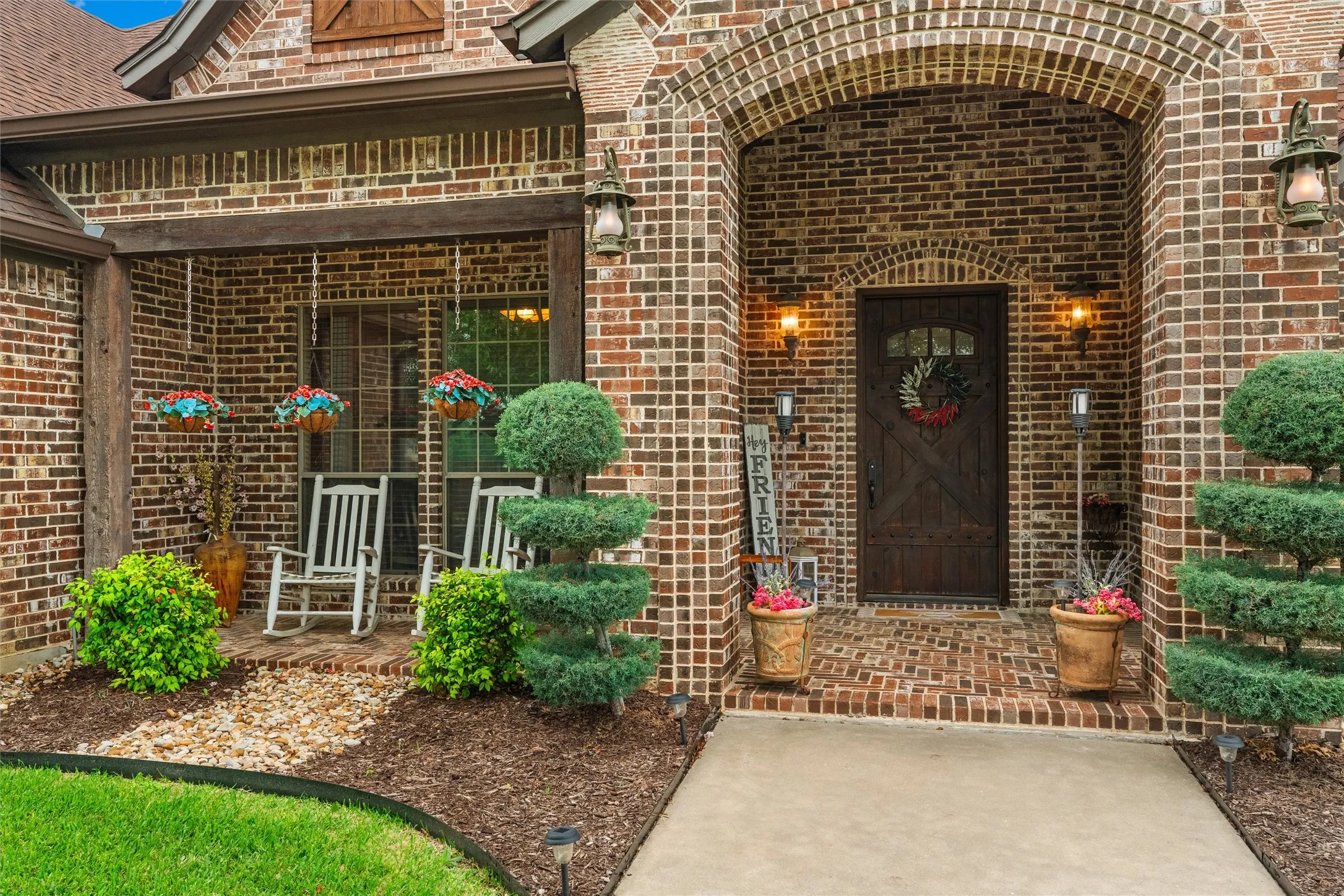 Enjoy coffee on this front porch.