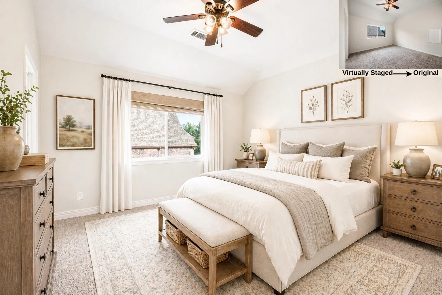 Virtually staged bedroom