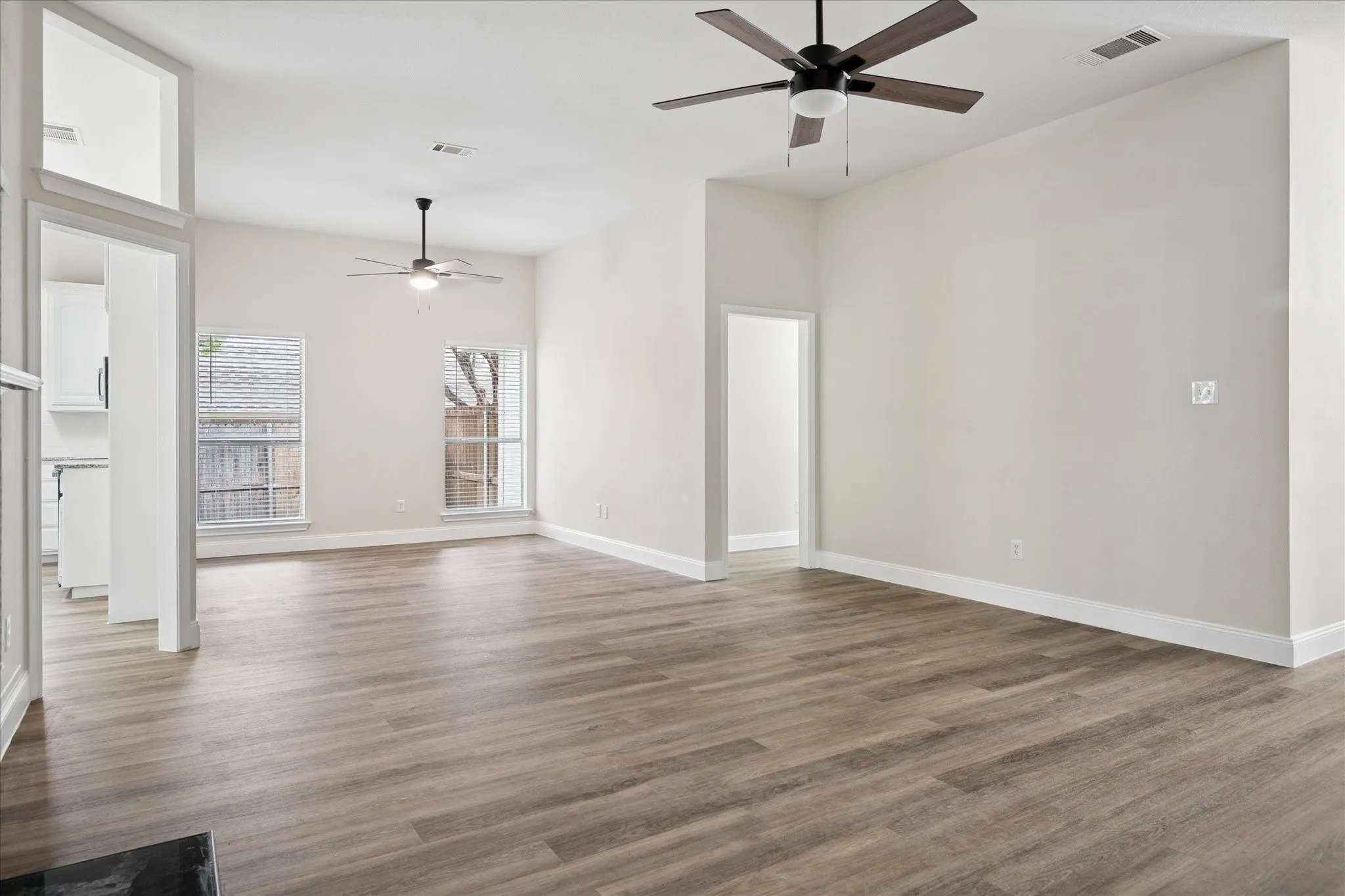 View of dining room from the fireplace in living room