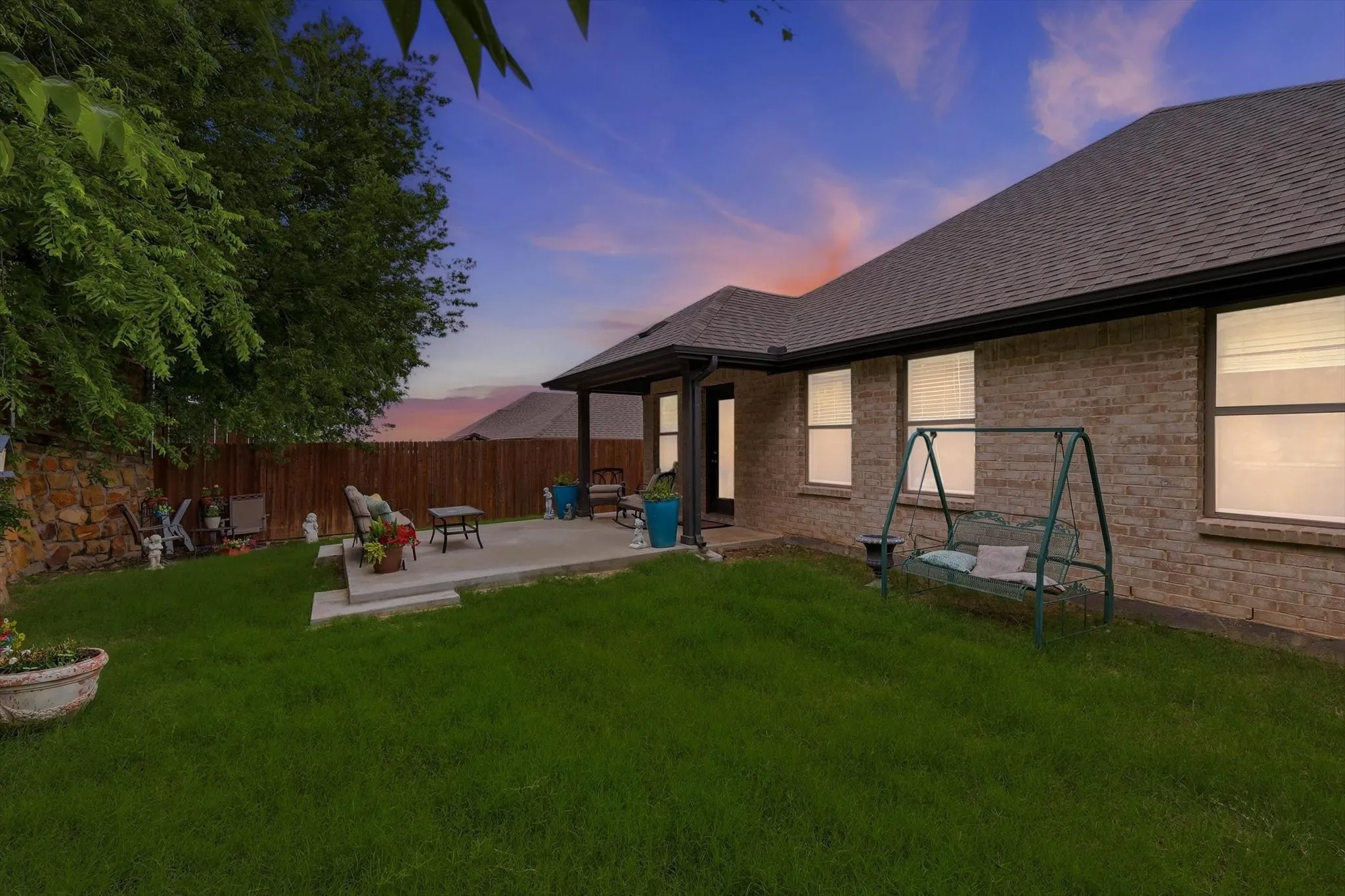Backyard twilight.