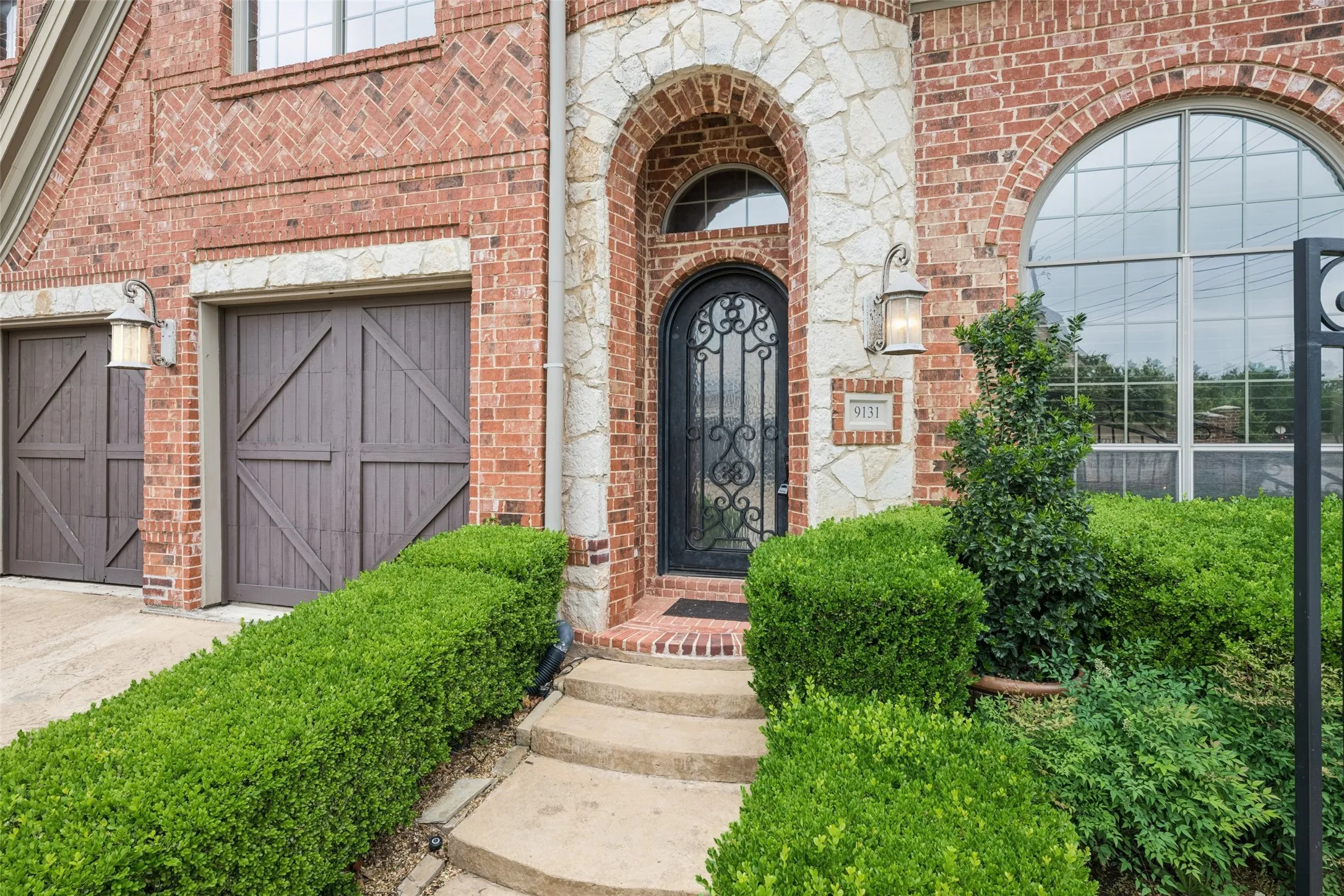 Brick and stone exterior.