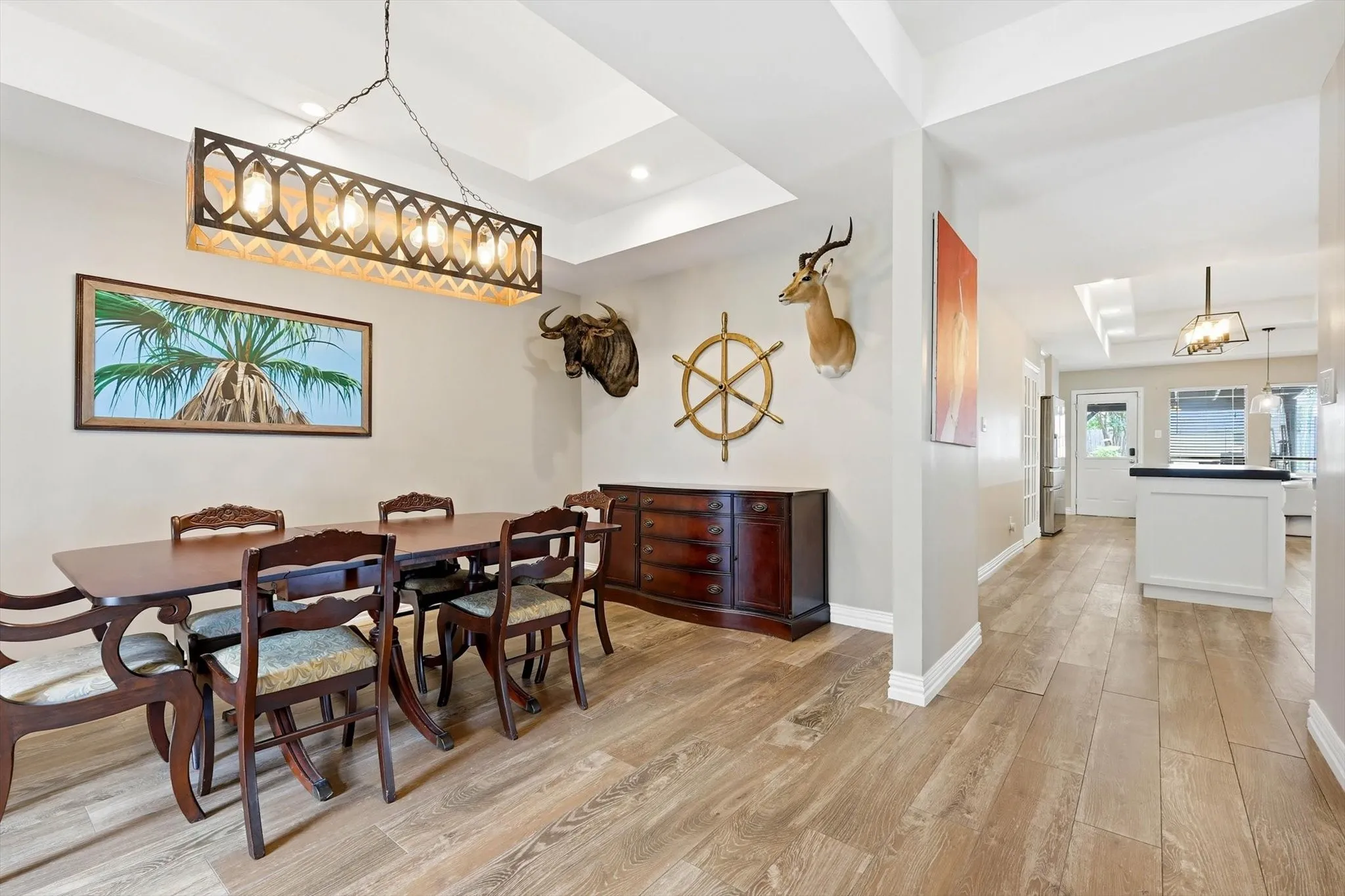 Gather family and friends around the table in this spacious dining area that flows seamlessly into the heart of the home. Perfect for holidays, celebrations, and everyday memories.
