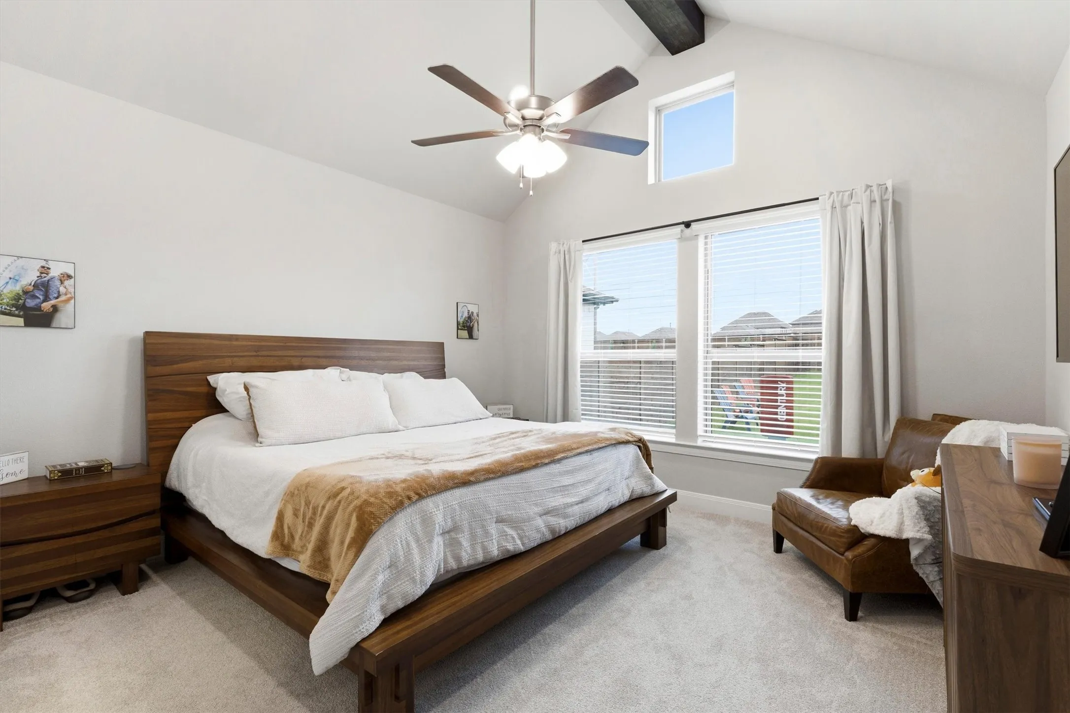 Primary bedroom suite with views to the back yard