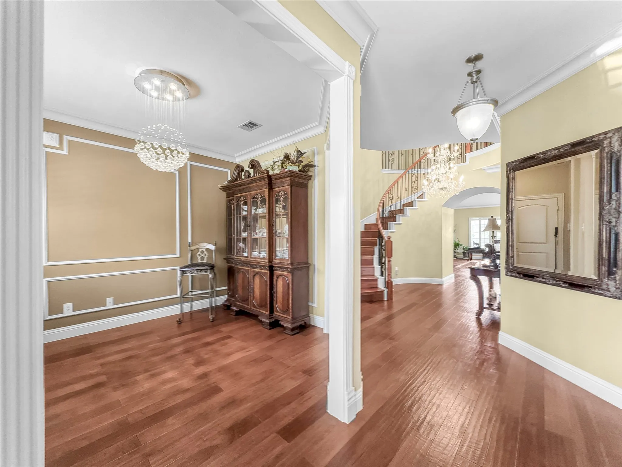 From the front door is the formal sitting room or office or library to your left