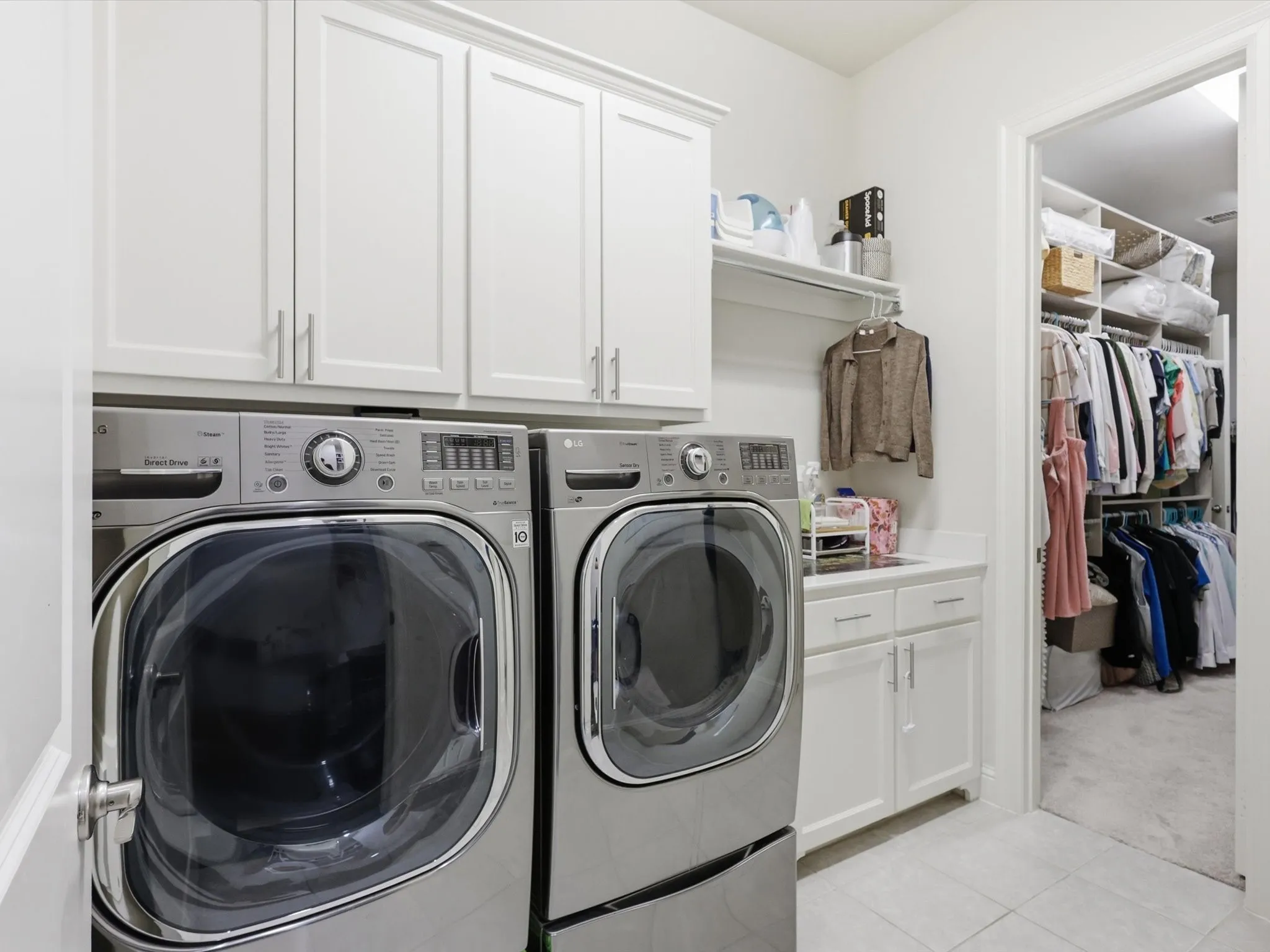 Laundry Room Connects to Primary Closet