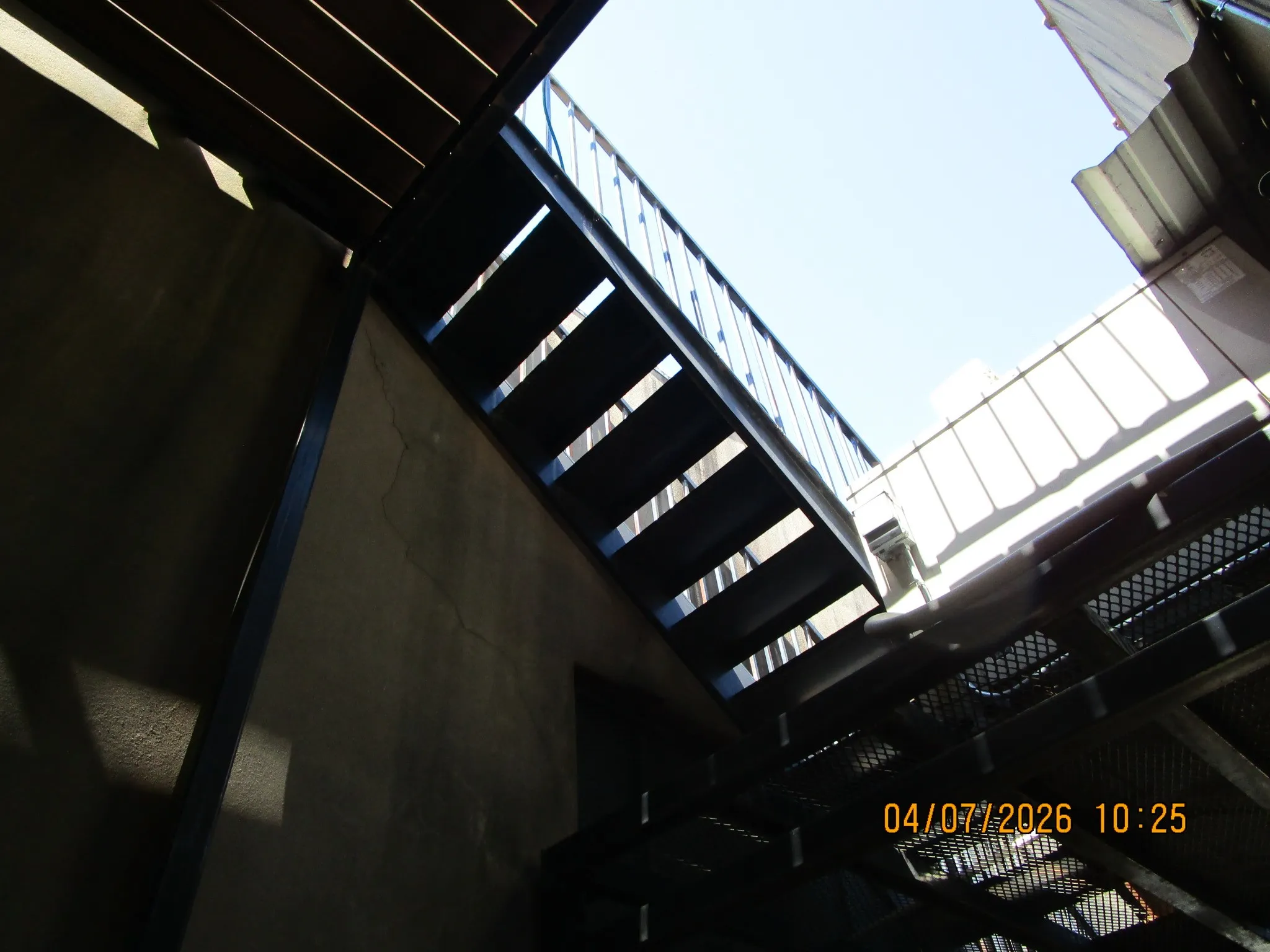underneath balcony