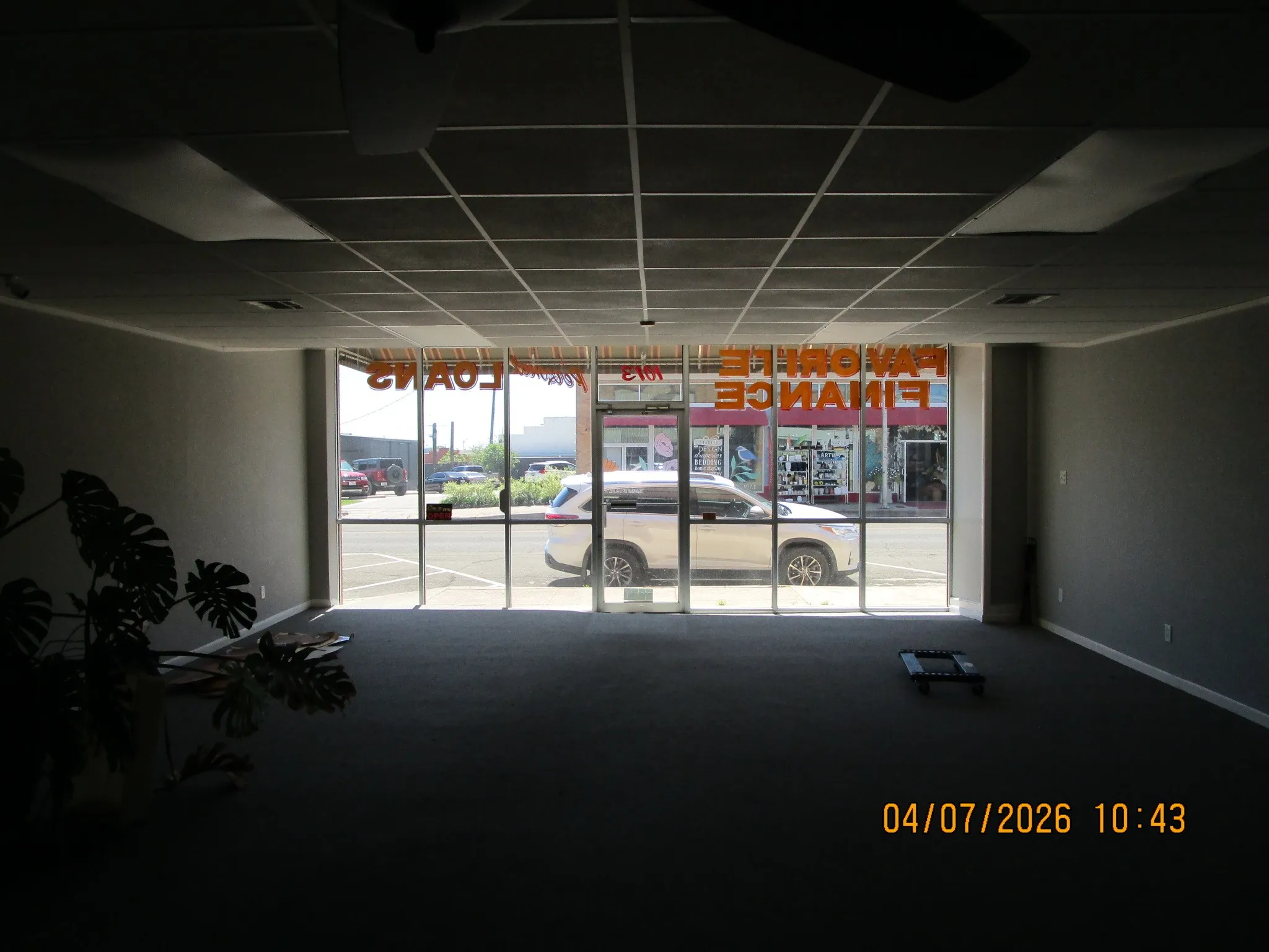 inside office facing street