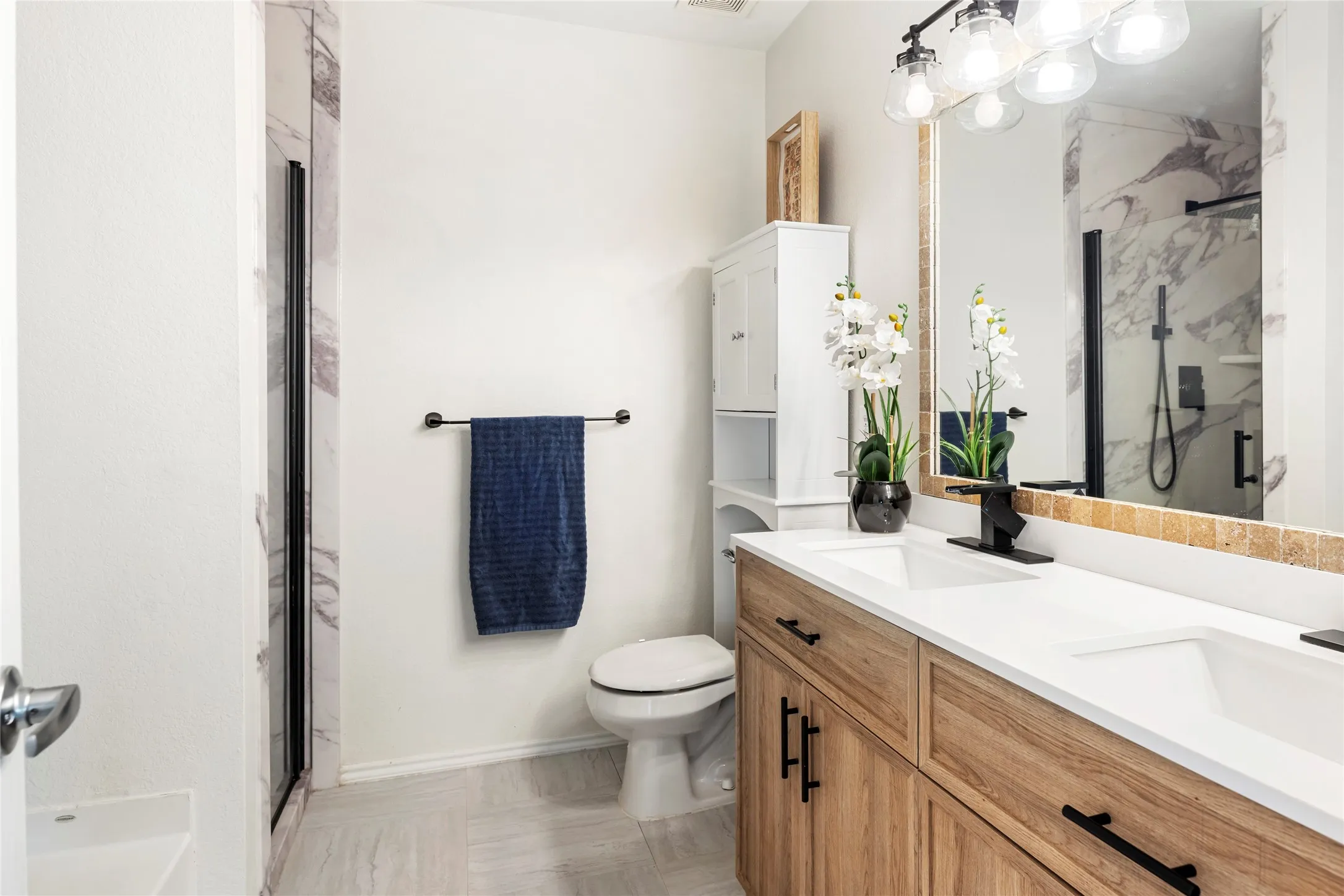 Updated countertops, and fully remodeled shower.....