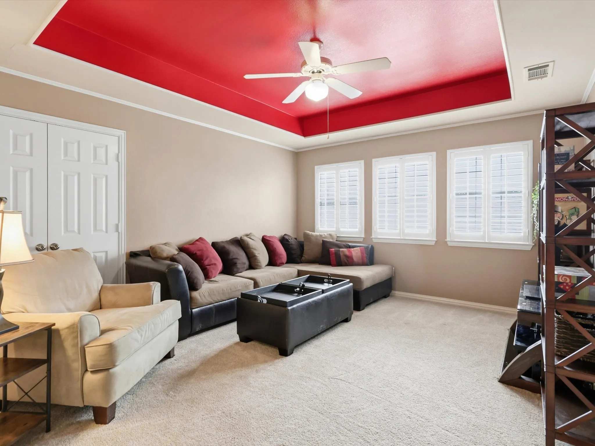Cozy upstairs living room/TV room.