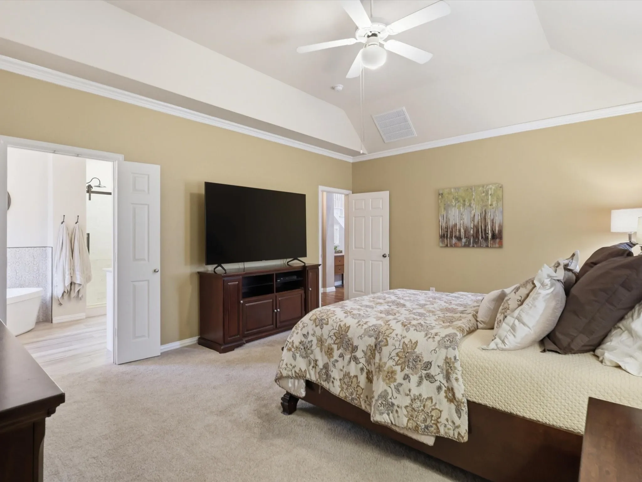 Another view of the primary retreat and on suite bath.