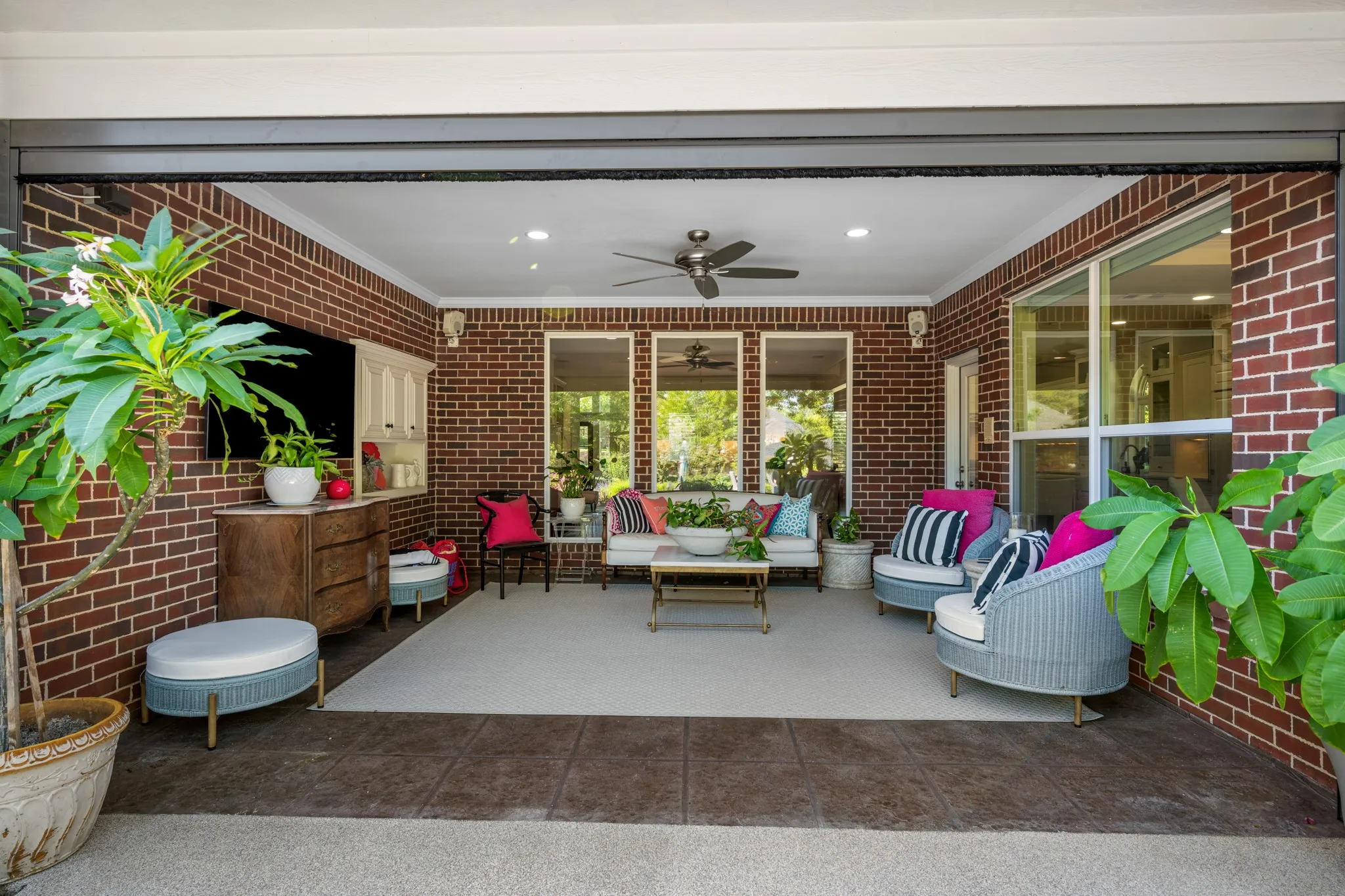 The sheltered area is a retreat even on rainy days.