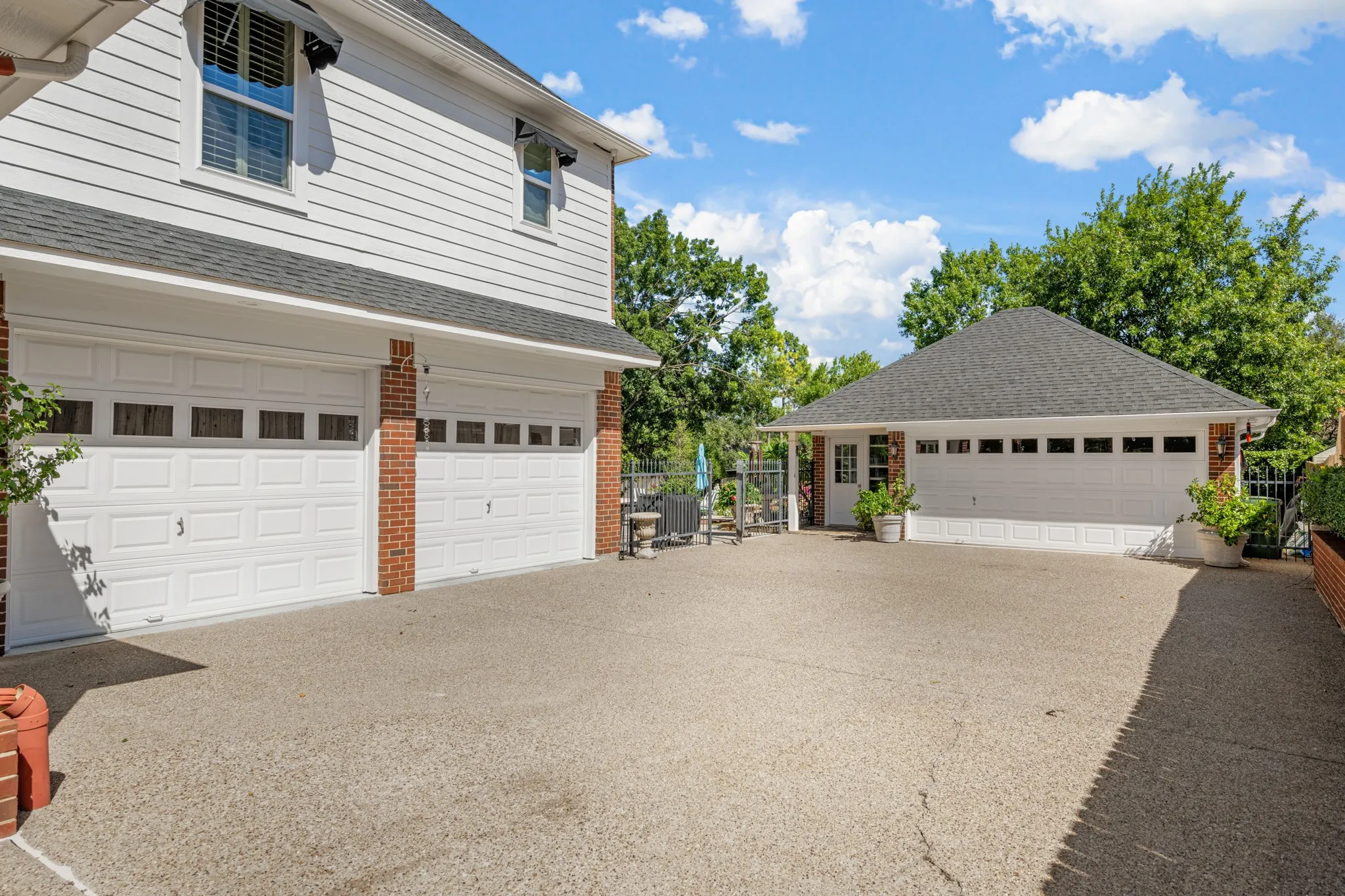 Two car garage is attached to the house.