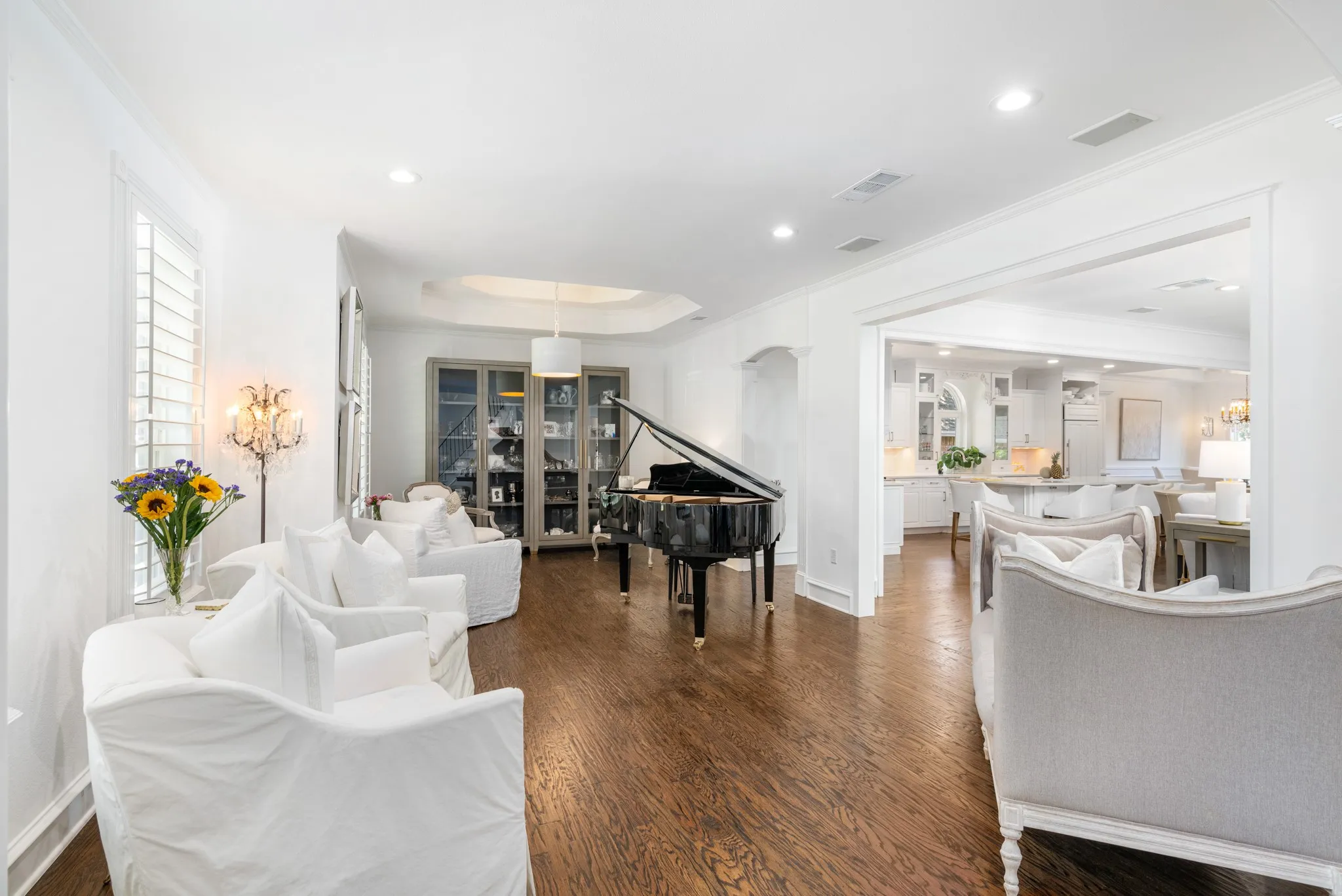 The formal living and dining has been opened to the family room.