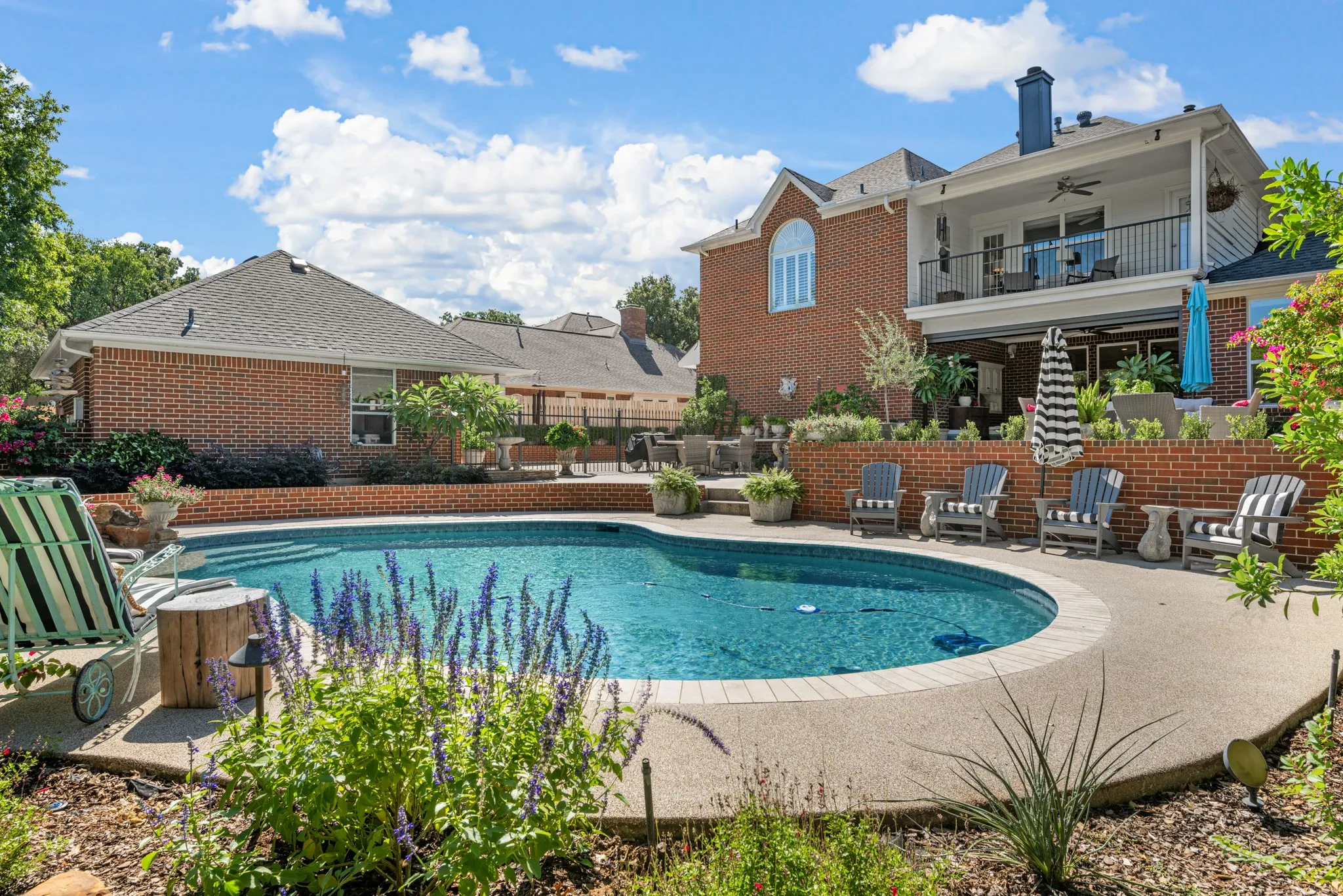 There are 3 tiered patios for entertaining.