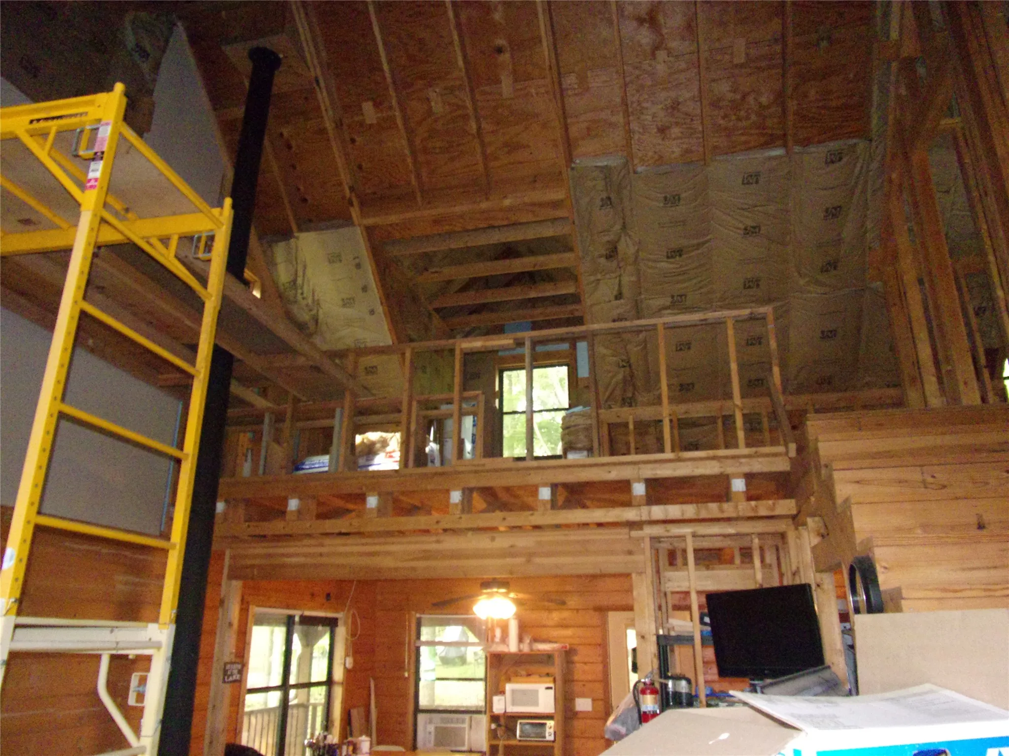 view from Living room up to loft